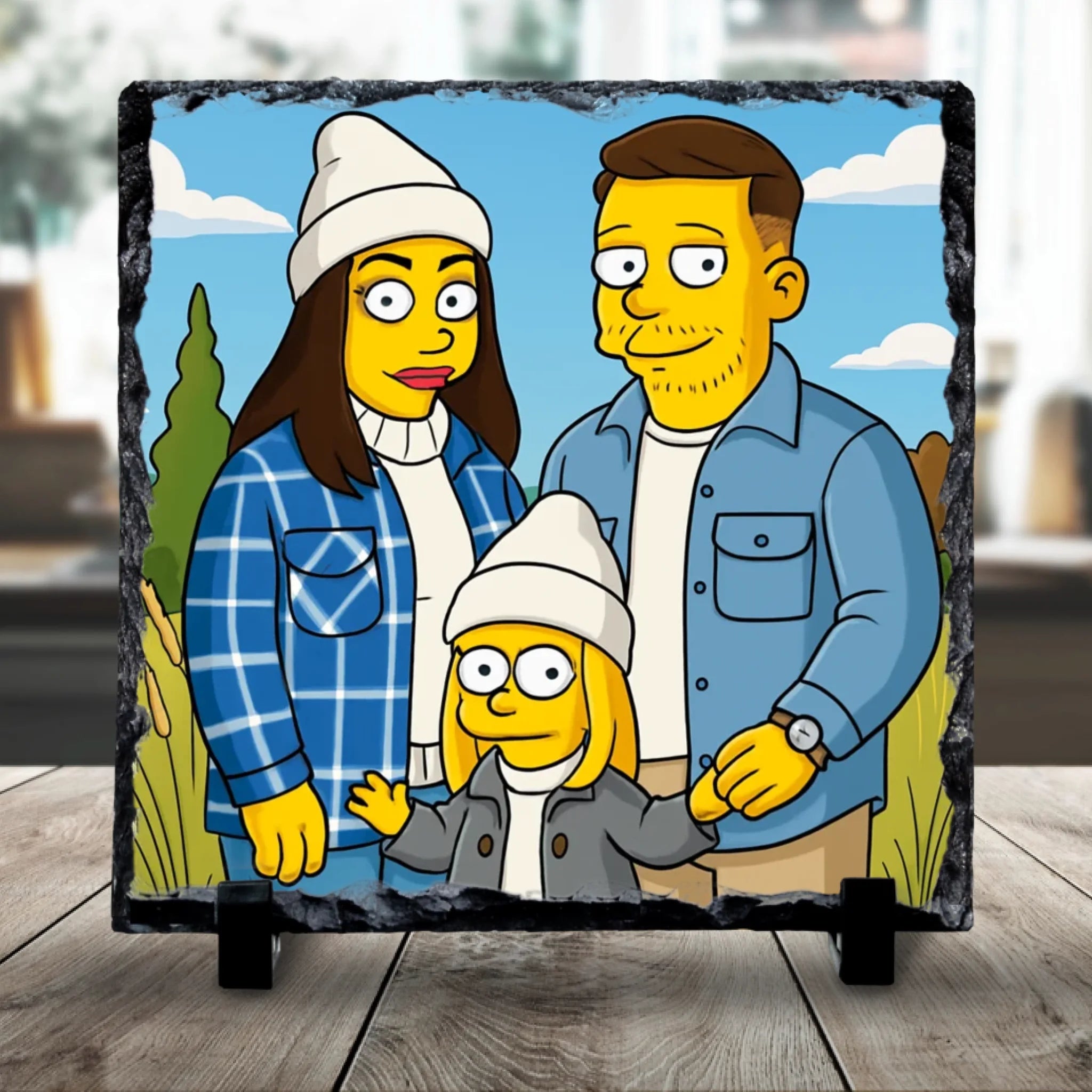 Custom Personalised Cartoon Portrait on Slate - Inspired on Our Favourite US Cartoon