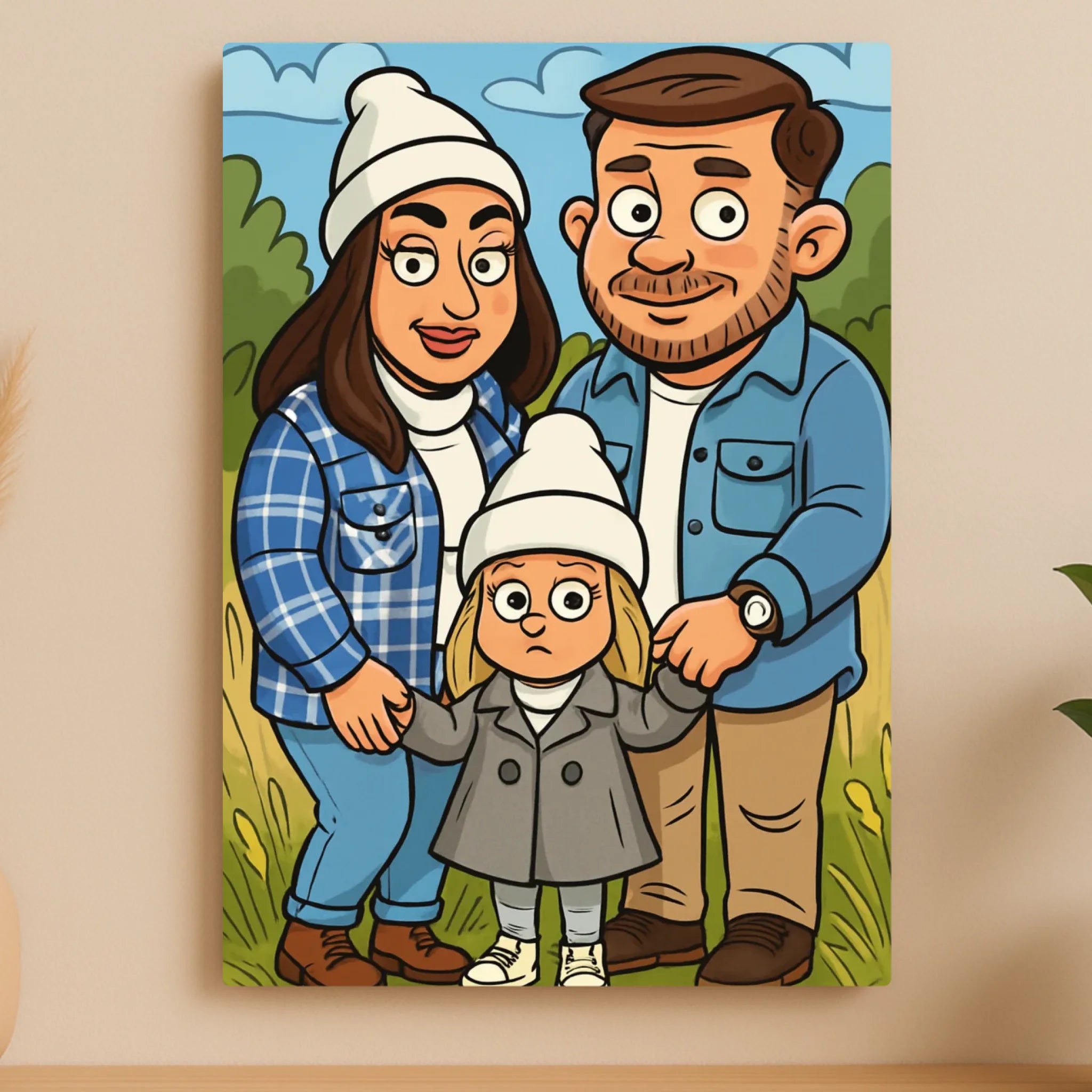 Custom Personalised Animated Style Metal Photo Panel - Cartoon Caricature