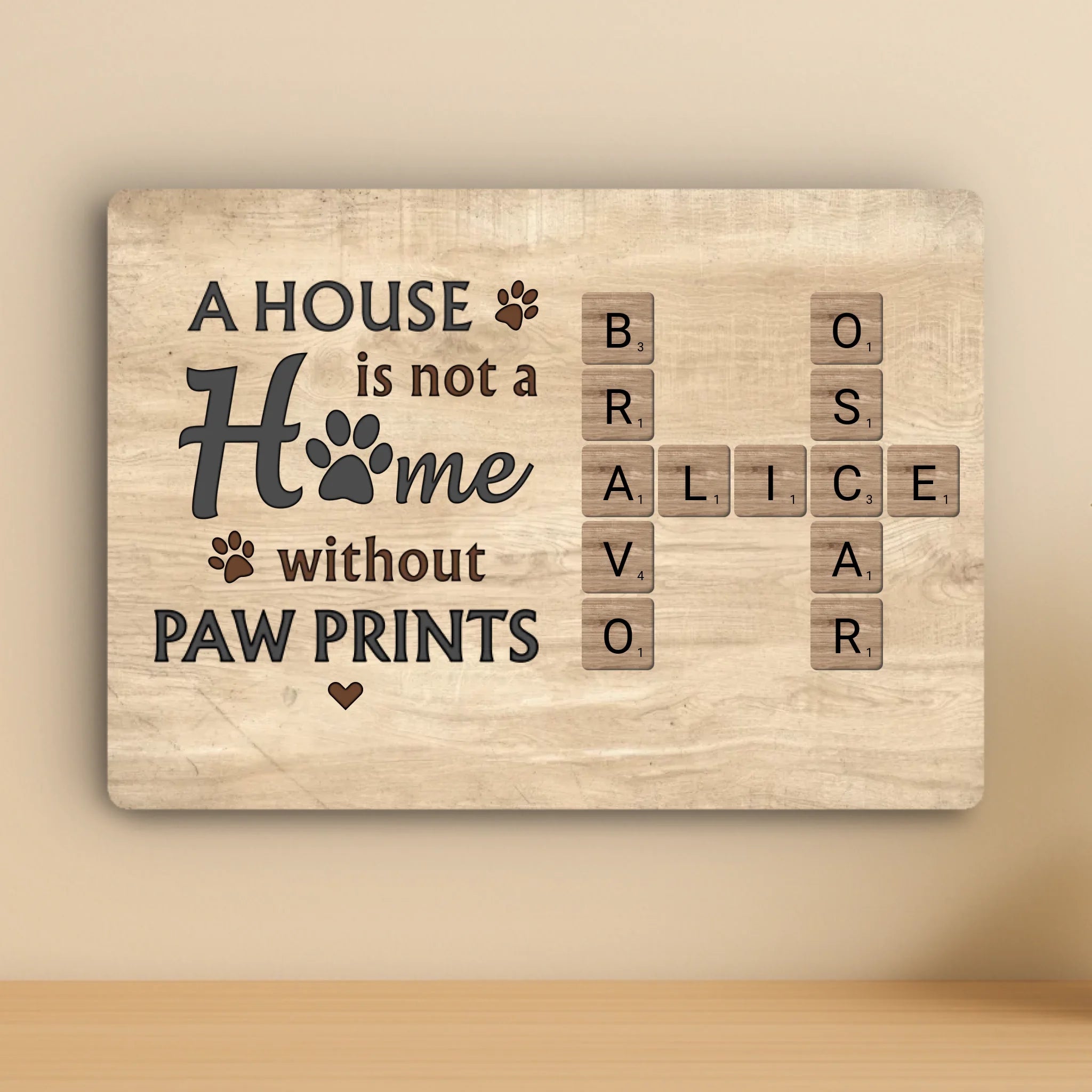 Custom Personalised Metal Photo Panel - A House Is Not A Home Crossword - Up to 6 Pet Names