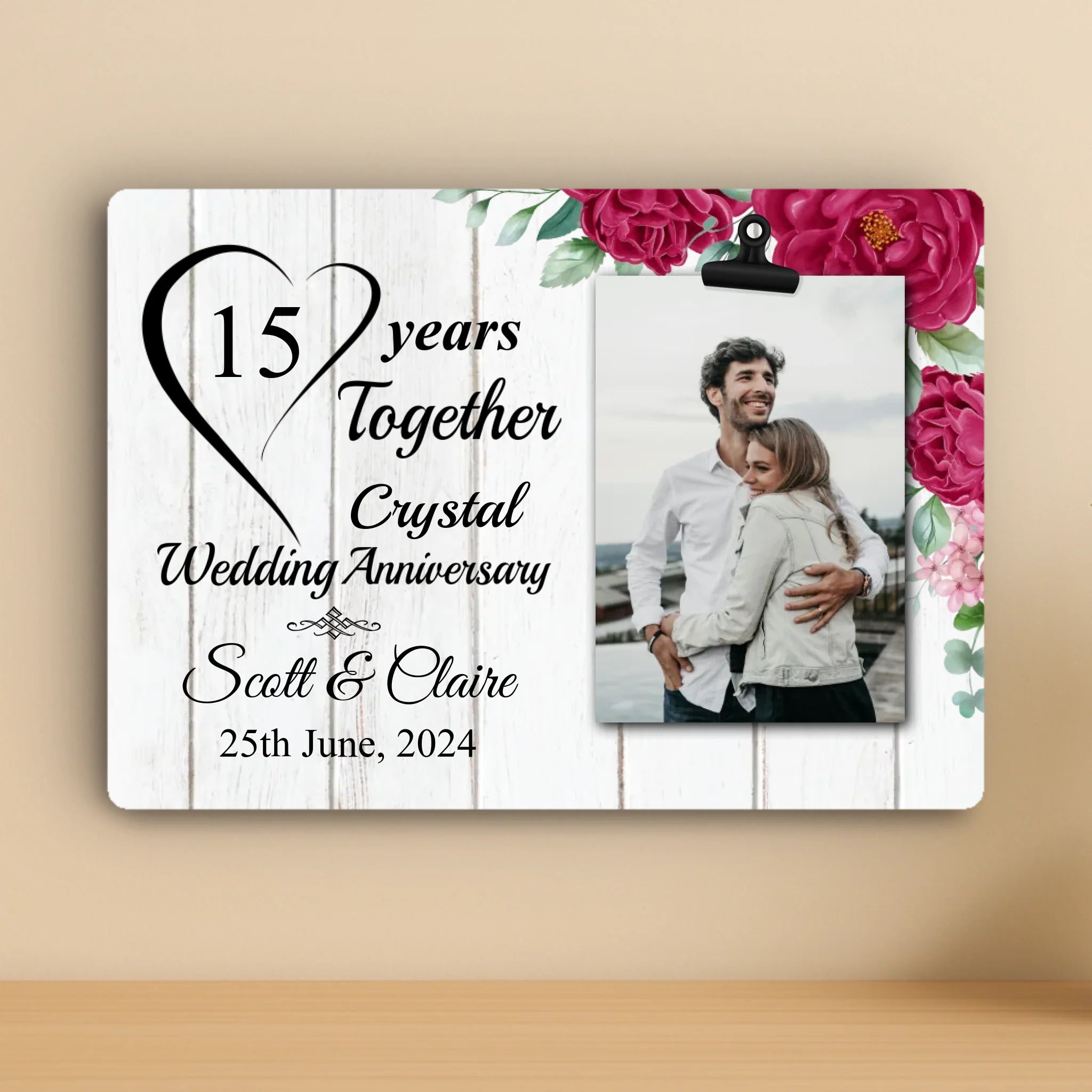 Custom Personalised Anniversary Metal Photo Panel - Custom Photo, Names & Anniversary Milestone