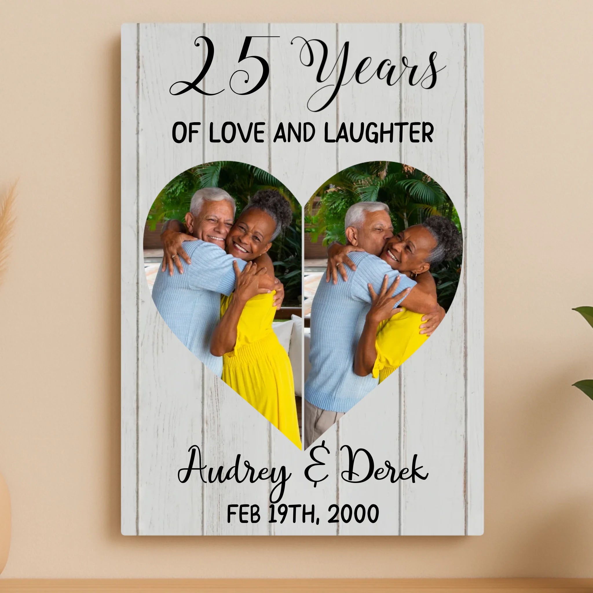 Custom Personalised Anniversary Metal Photo Panel - Custom Photos, Names & Anniversary Milestone
