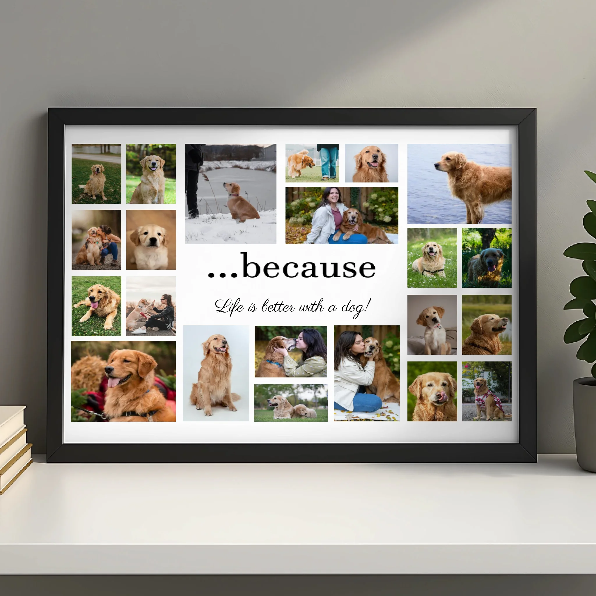 Personalised dog photo collage frame with quote printed in A4 size