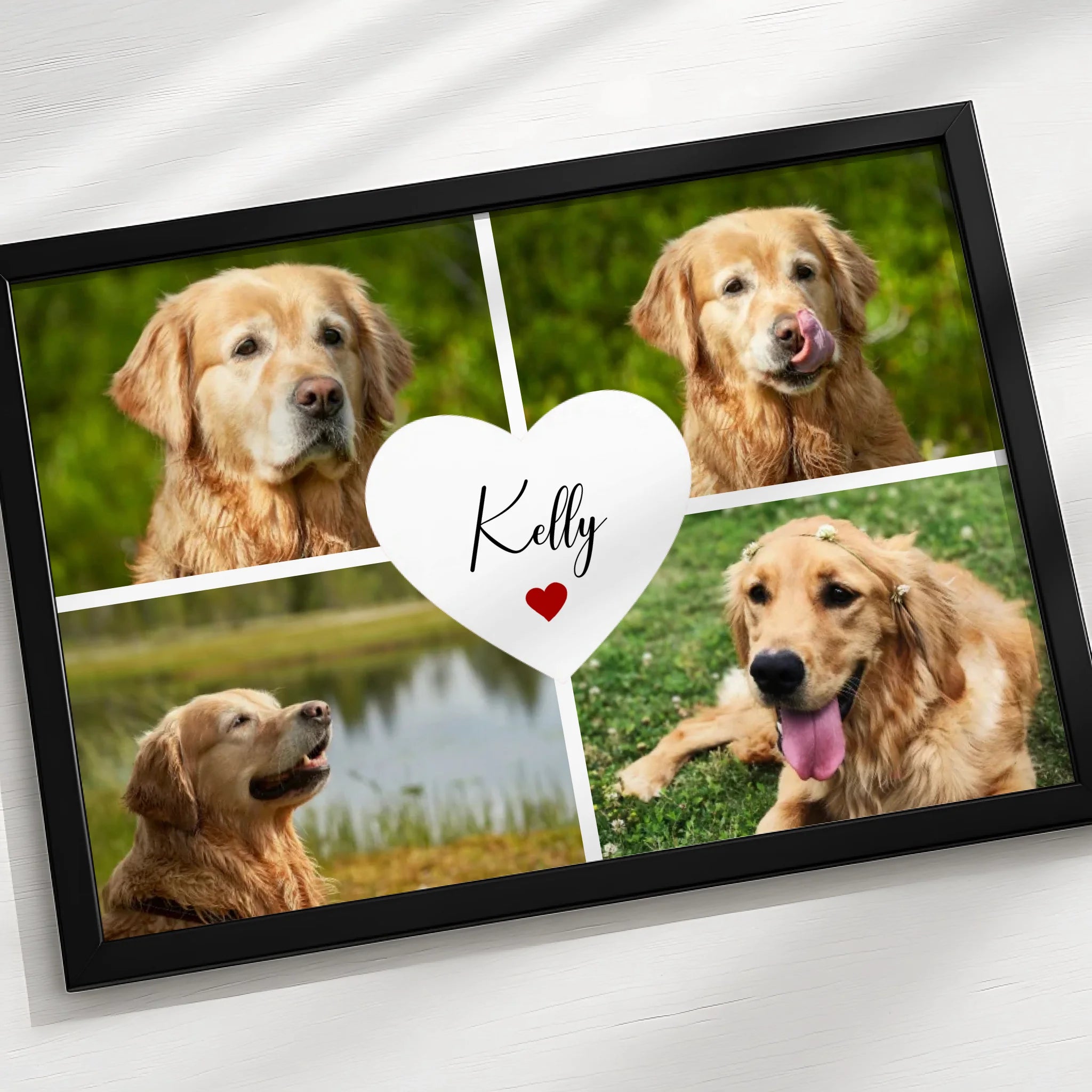 Dog remembrance collage frame personalised with pet name and photos