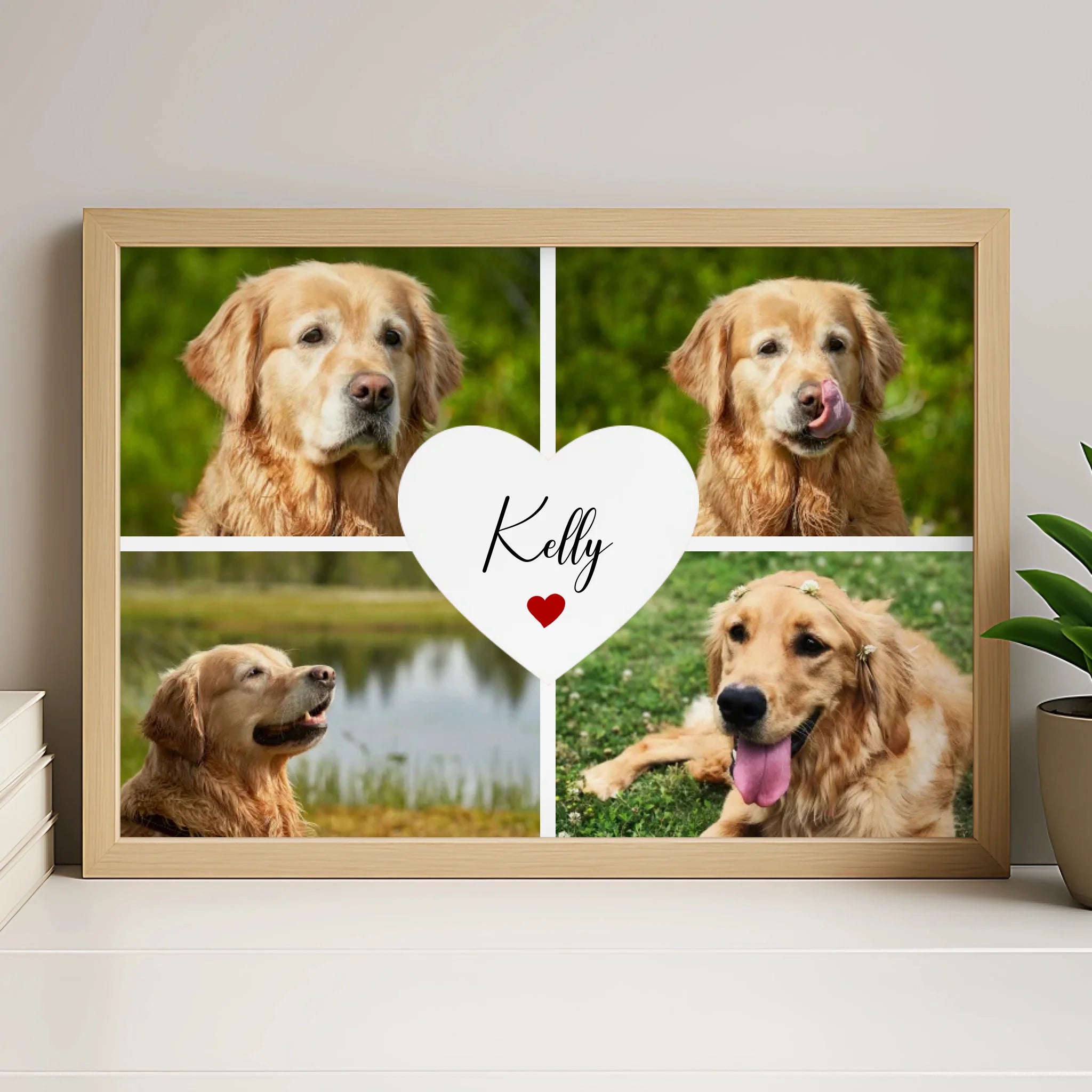 Personalised pet remembrance photo frame in white with heart design