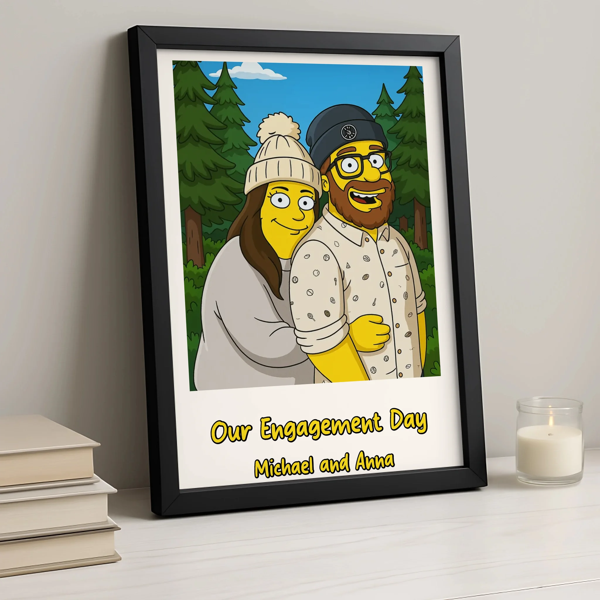 Custom Cartoon Couple Portrait | Personalised Engagement Gift | Fun Illustrated Print from Your Photo