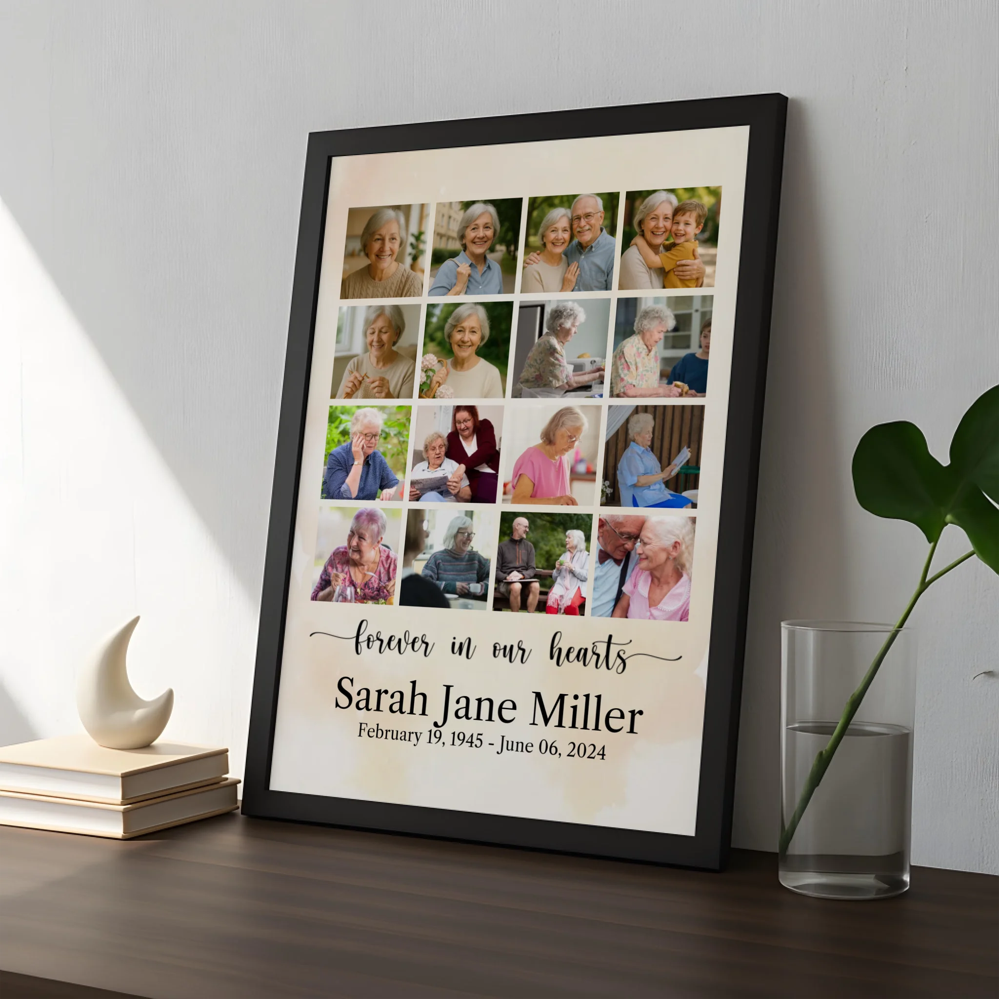 Memorial photo collage personalised frame gift for remembrance