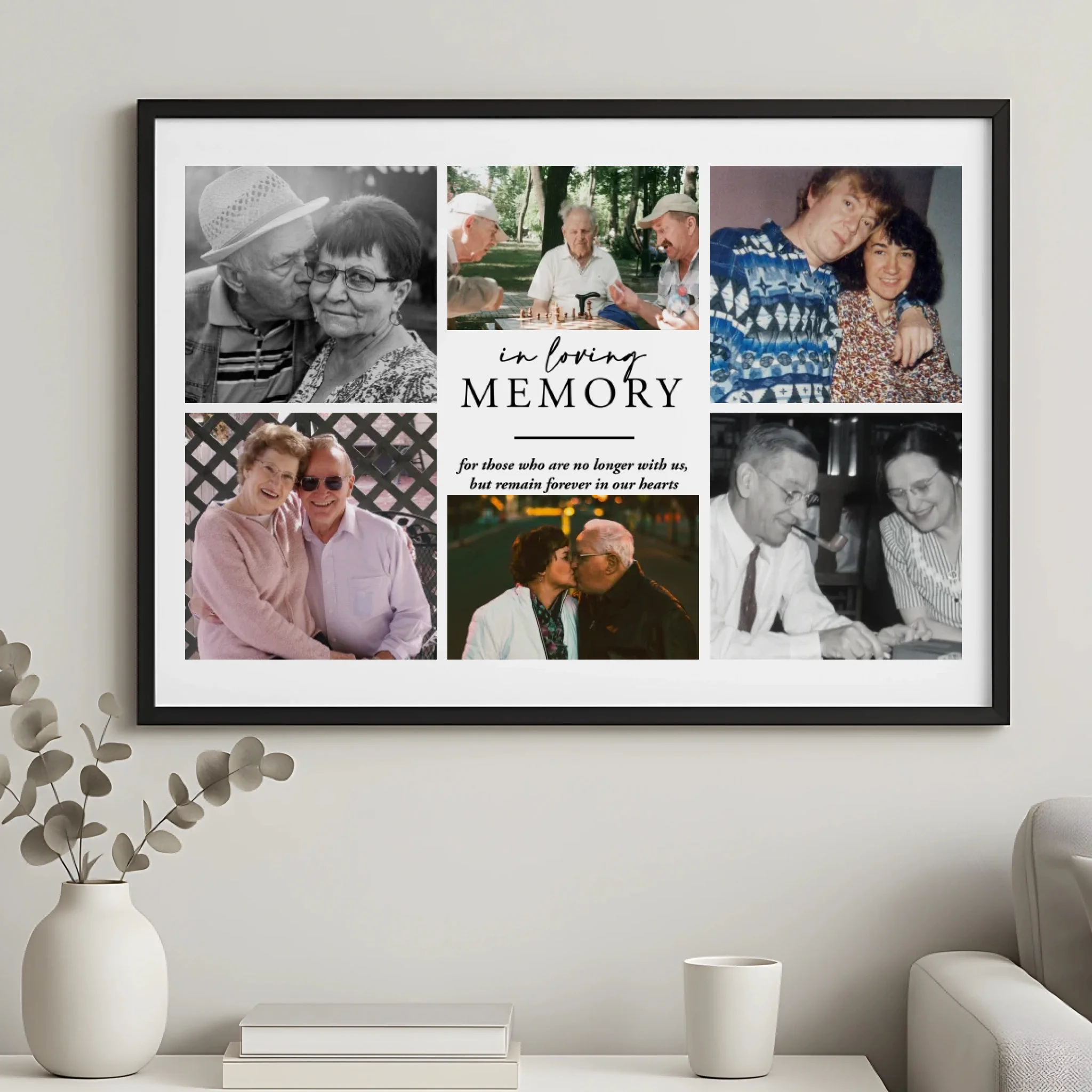 Custom photo frame memorial print with multiple photos and personalised wording