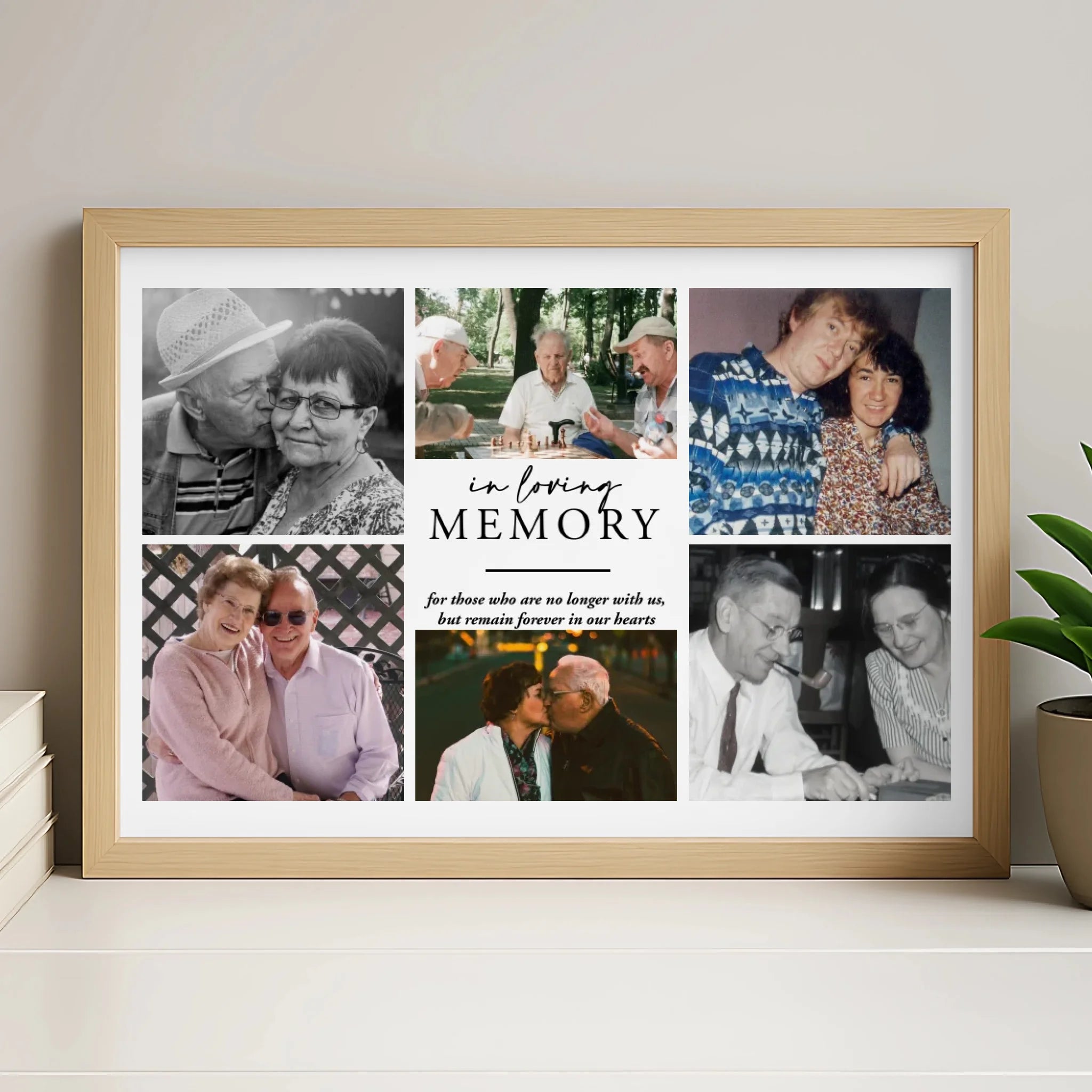 Personalised memorial photo collage frame in white finish with printed photos