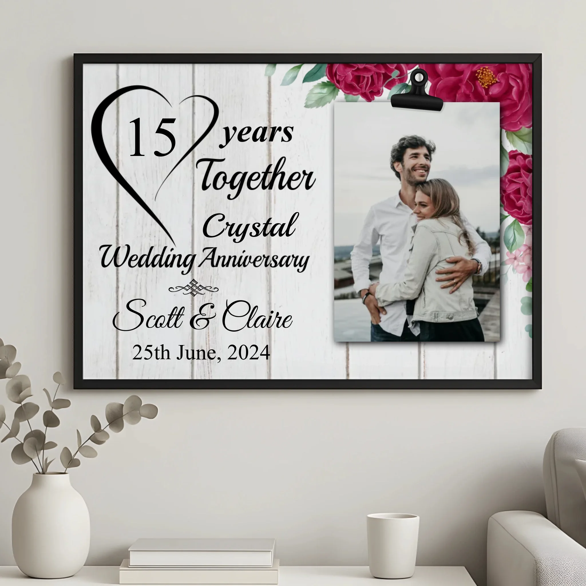 Personalised wedding photo keepsake print in custom photo frame