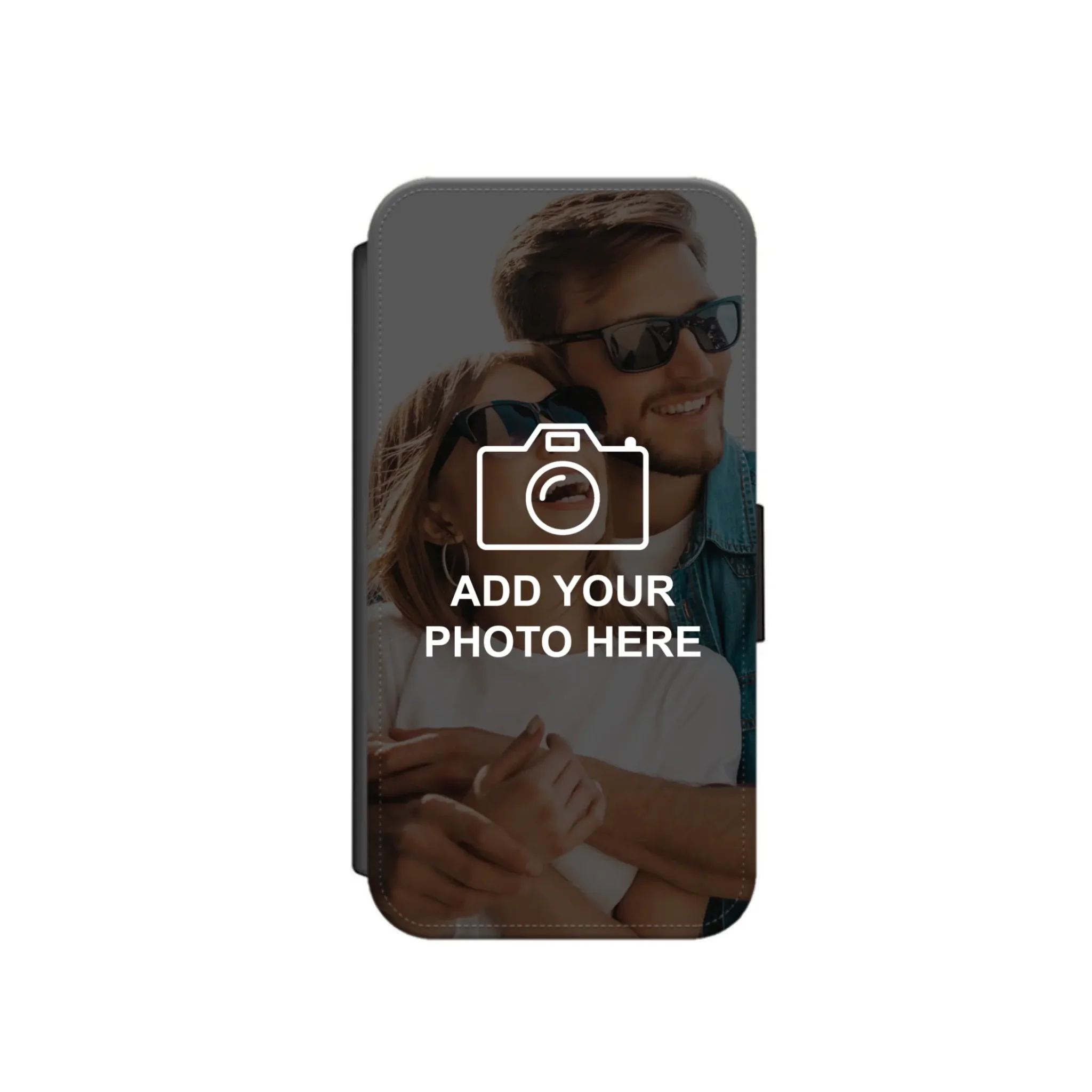 Personalised leather phone case with up to 8 photos in a pre-made collage template