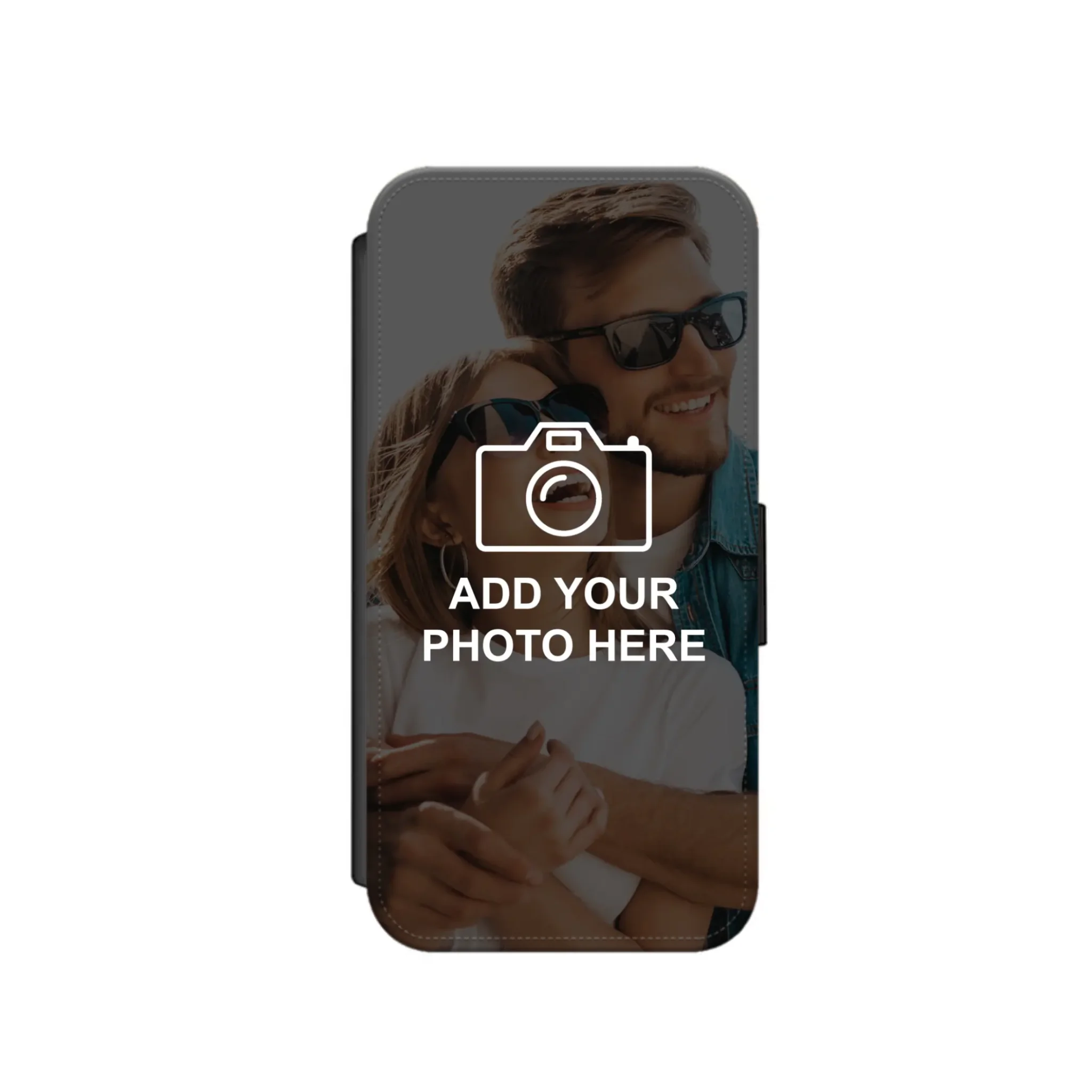 Custom photo collage flip case for iPhone with card slots and printed photos