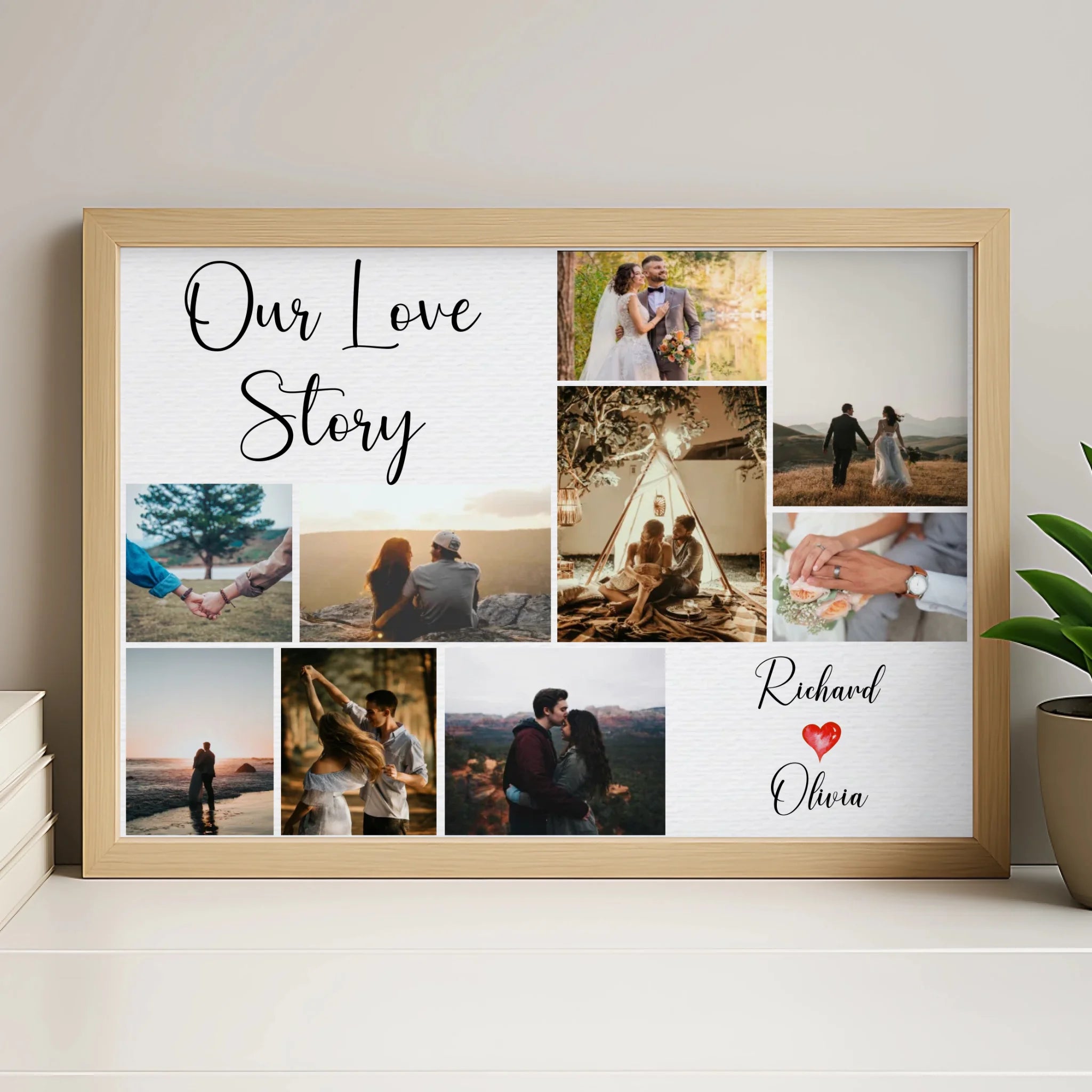 Personalised 9 photo collage print in a white frame