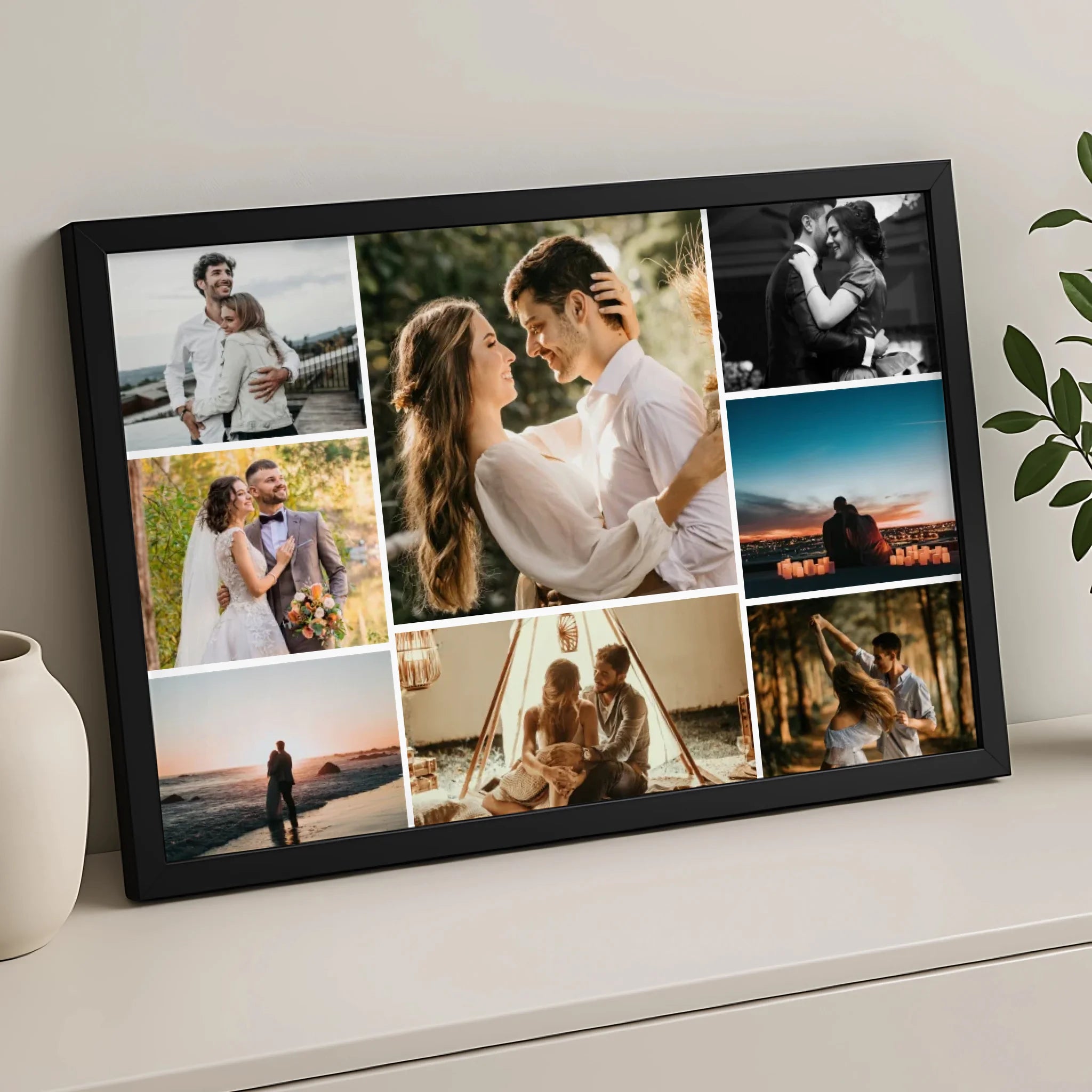Custom 8 photo collage print showing a grid layout with personal photos