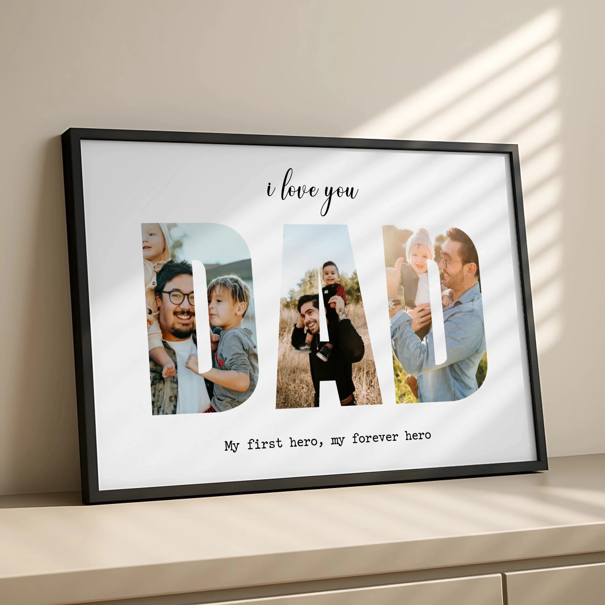 Custom dad photo collage print with personal message in A3 size