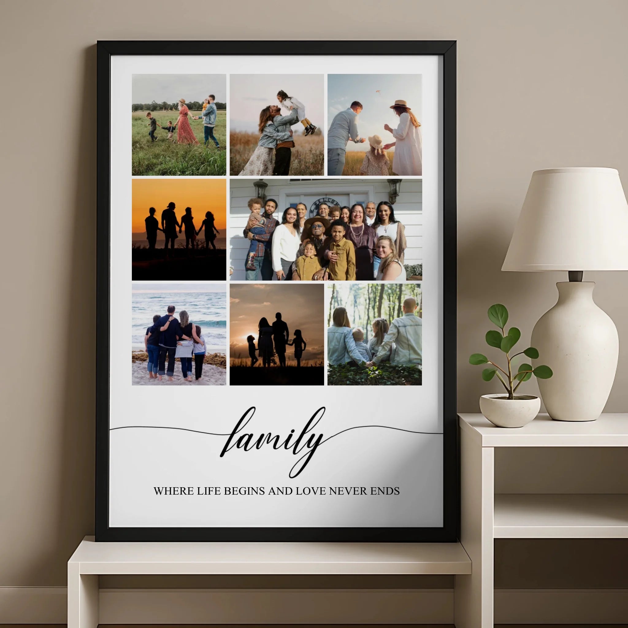 Custom photo collage print for dad featuring 8 photos and a personalised message