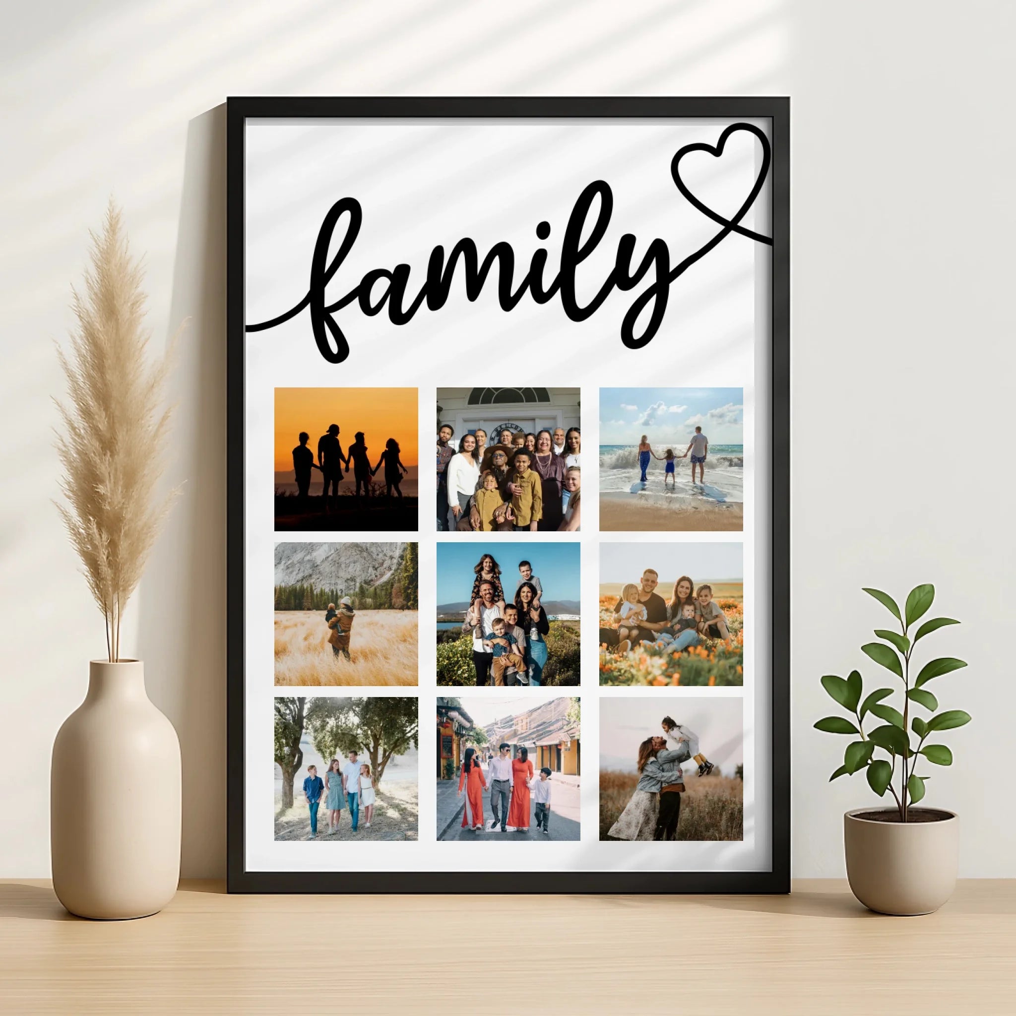 Close-up of a 9 photo collage print showing photo arrangement detail