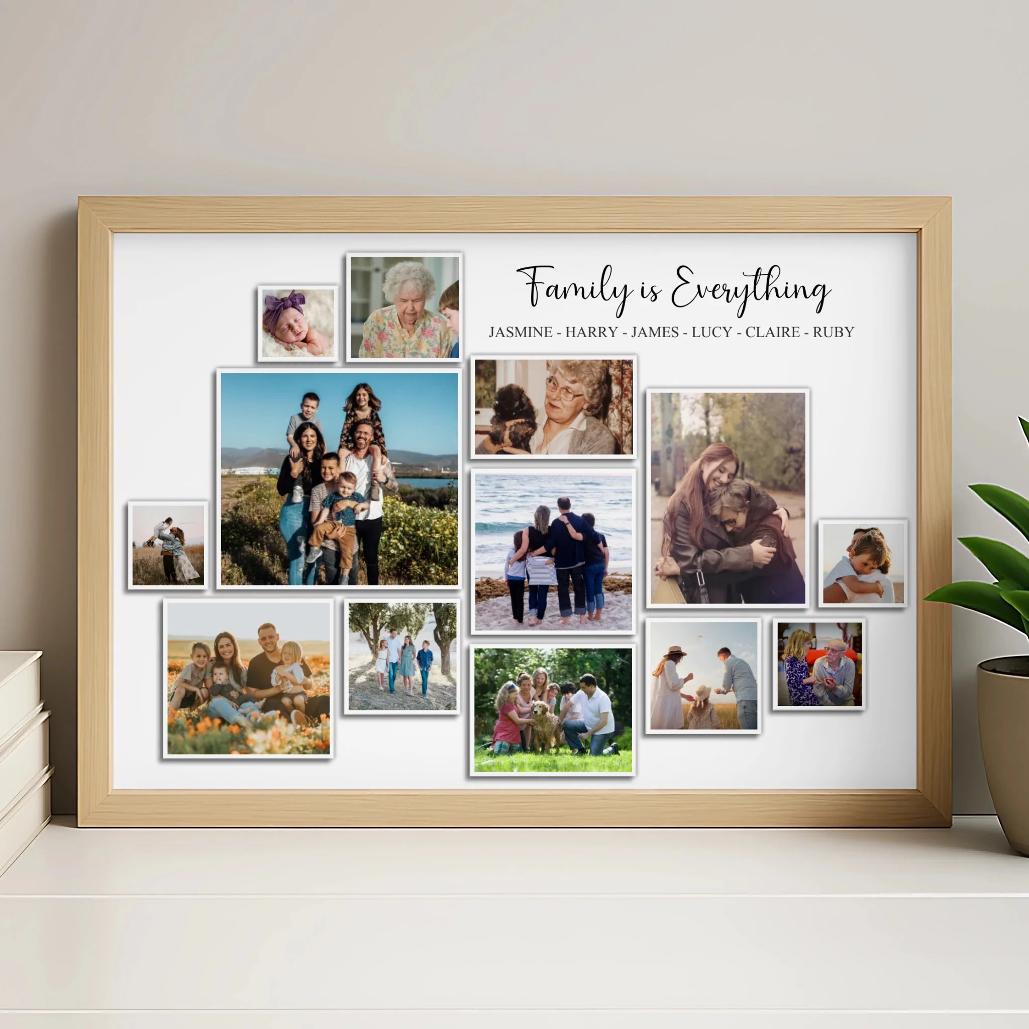 Personalised photo collage frame in white finish as a gift for grandparents