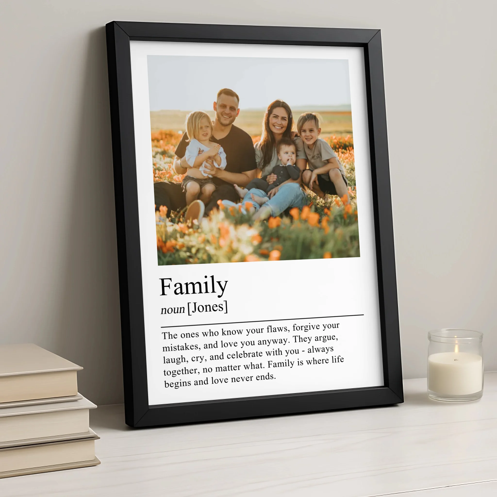 Family Definition Wall Art | Personalised Photo & Name Print | Custom Family Gift for Mum Dad Grandparents
