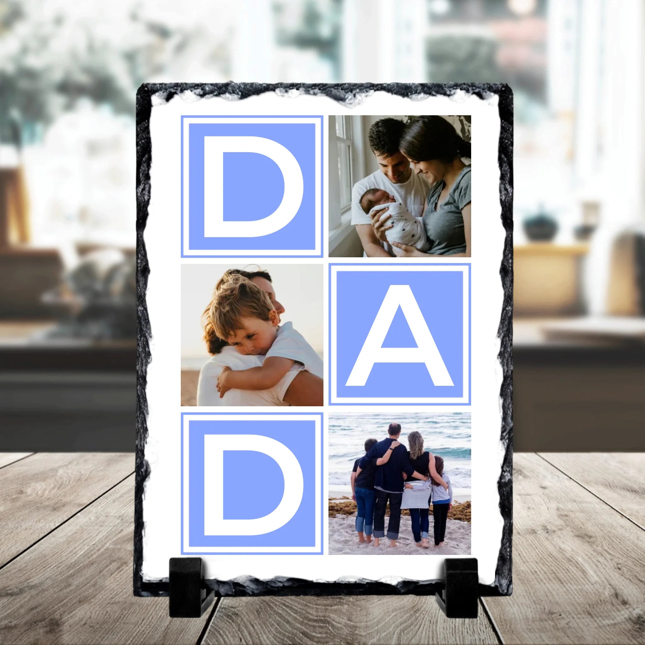 Personalised DAD photo slate collage gift with custom photos for Father's Day