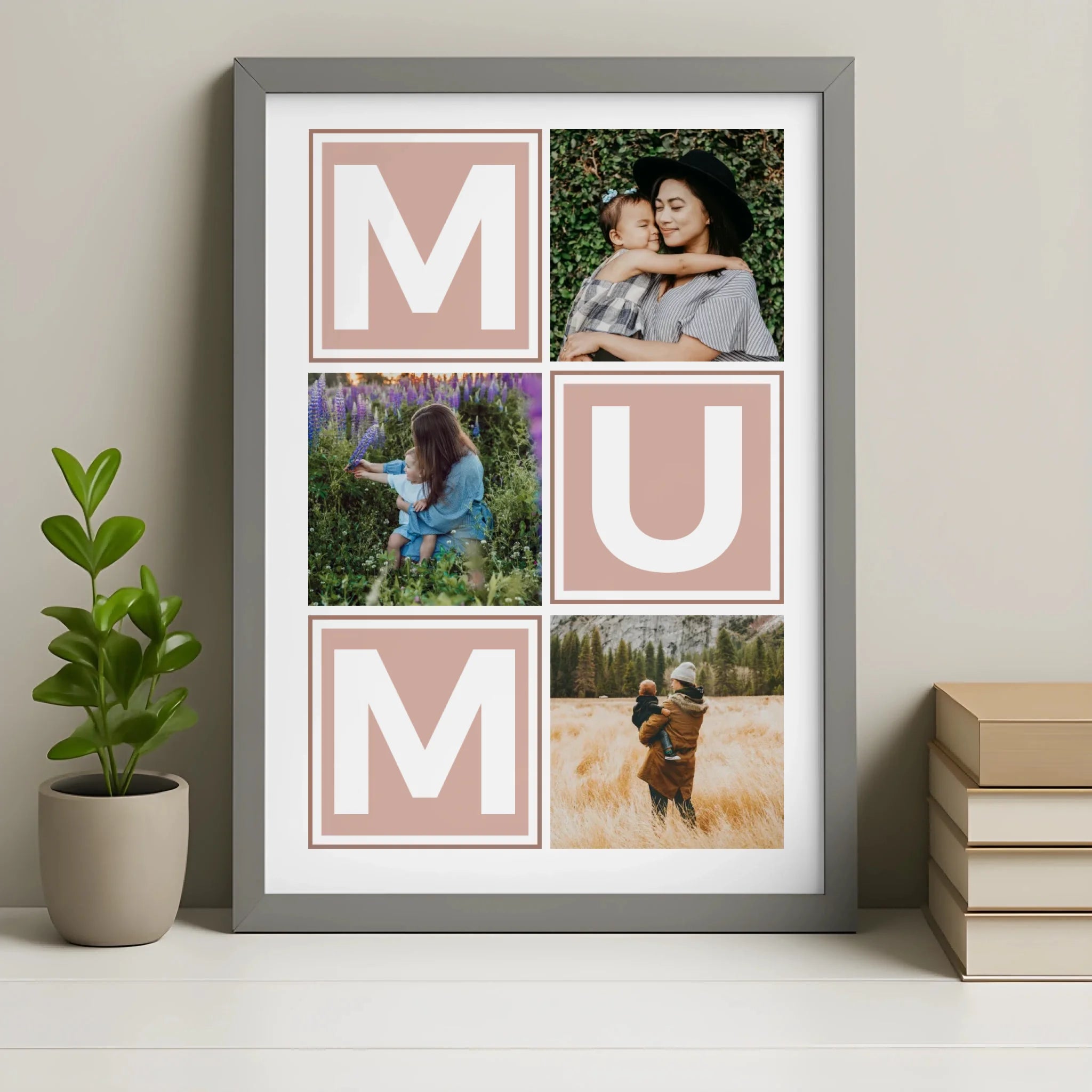 Personalised MUM photo frame in grey finish