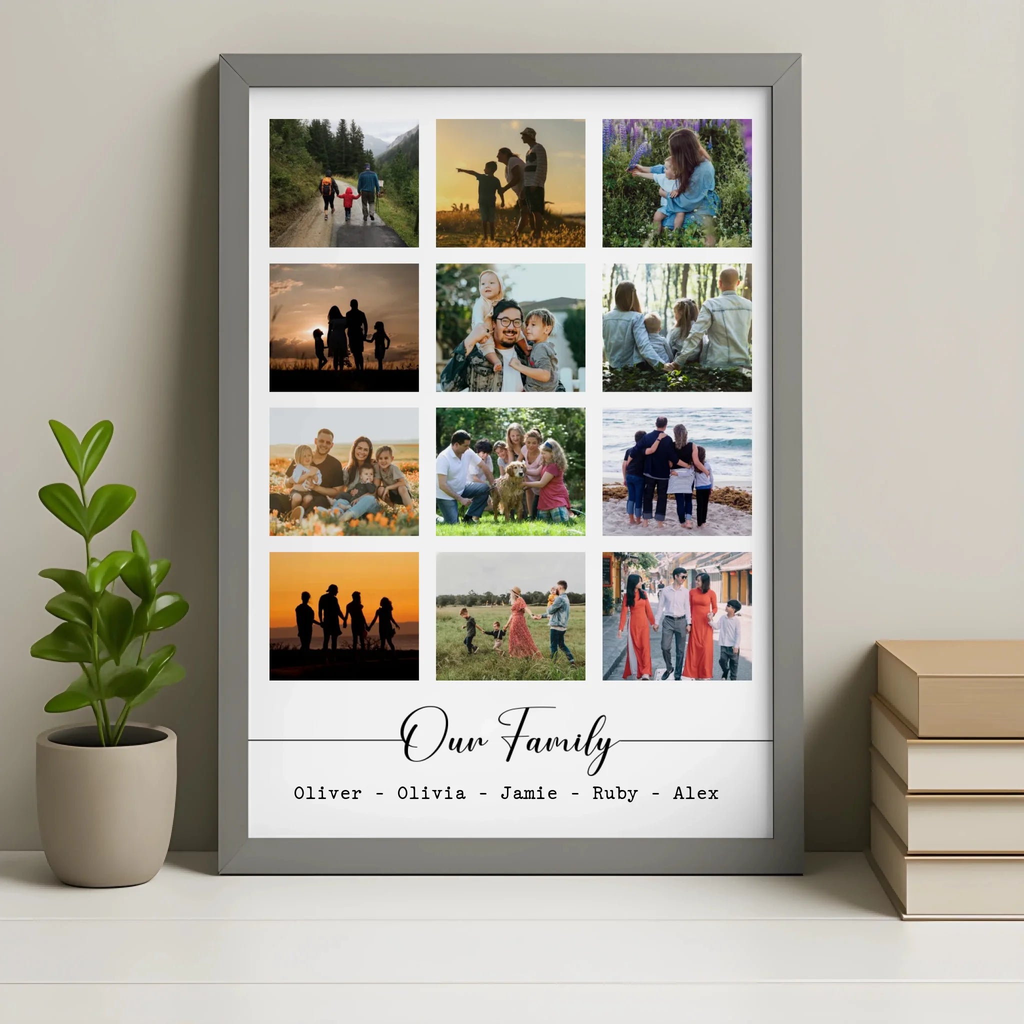 Custom photo frame in grey finish