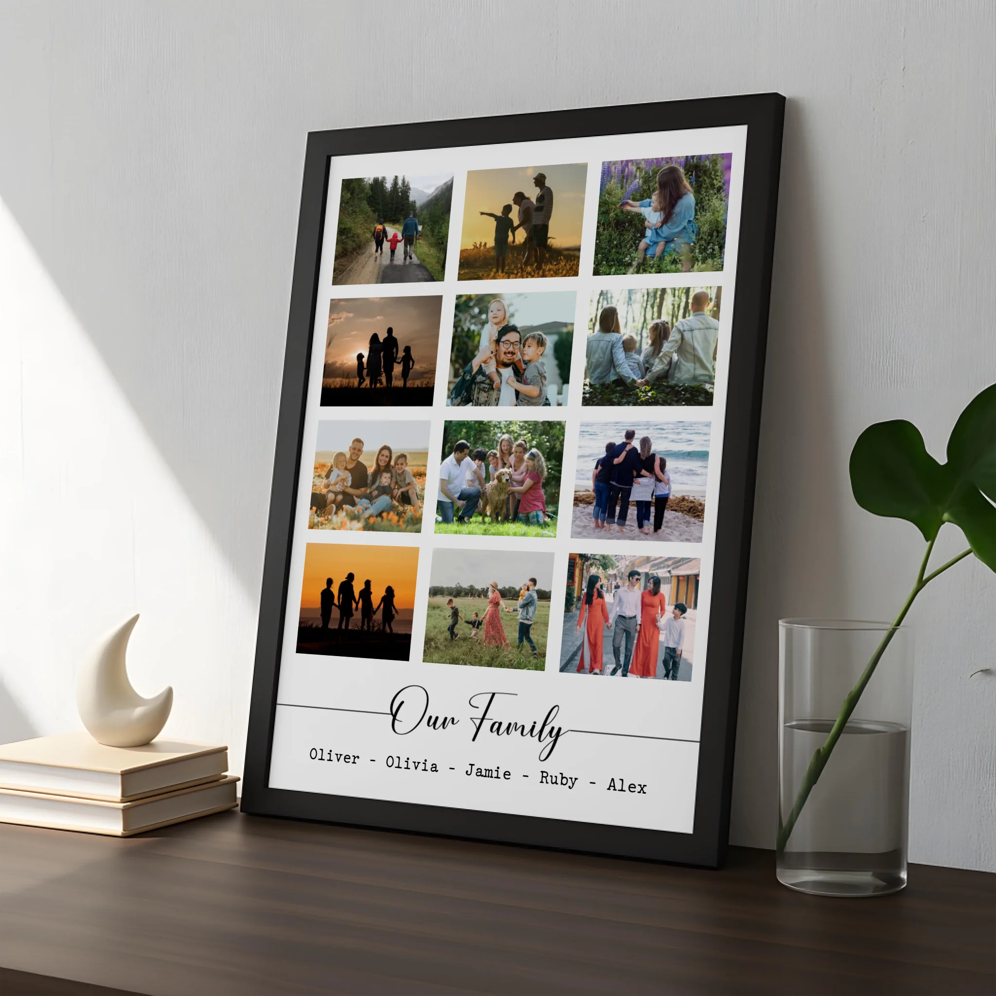 Single personalised photo frame with one large photo aperture