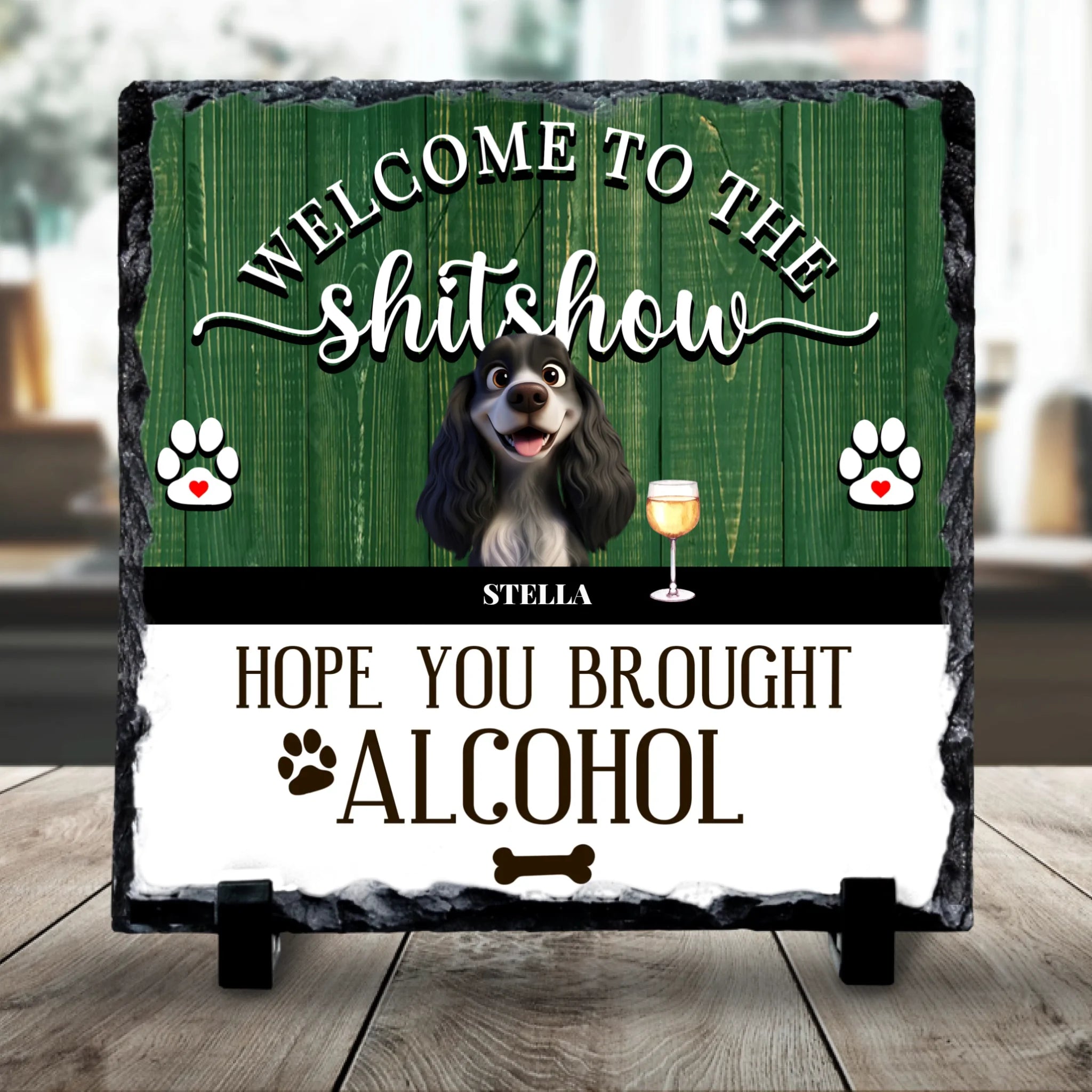 Personalised Pet Slate | Welcome to the | Funny Dog & Cat Gift | Up to 4 Pets