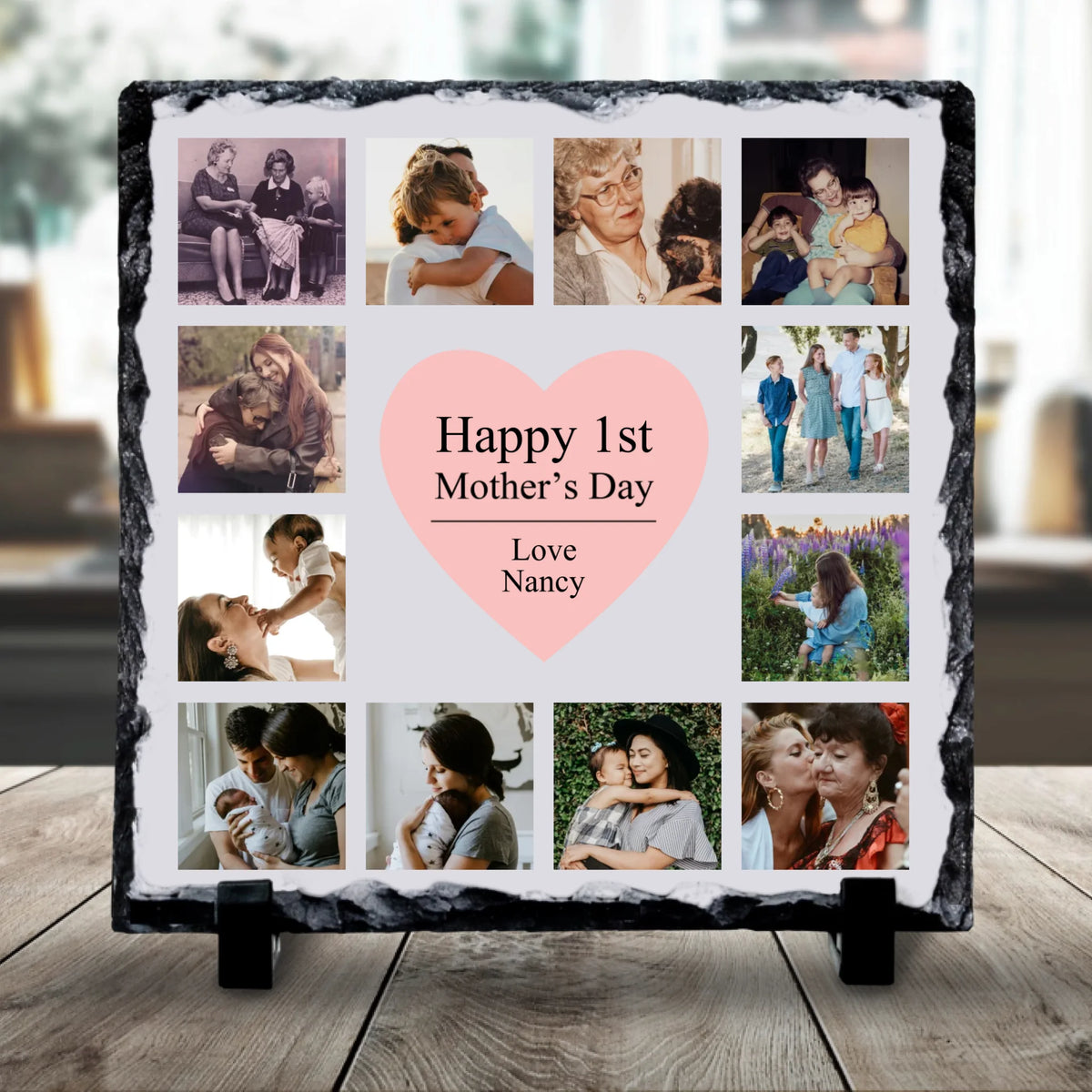 Custom Photo Slate for Mum | Personalised Heart Collage | Mother’s Day Keepsake Gift