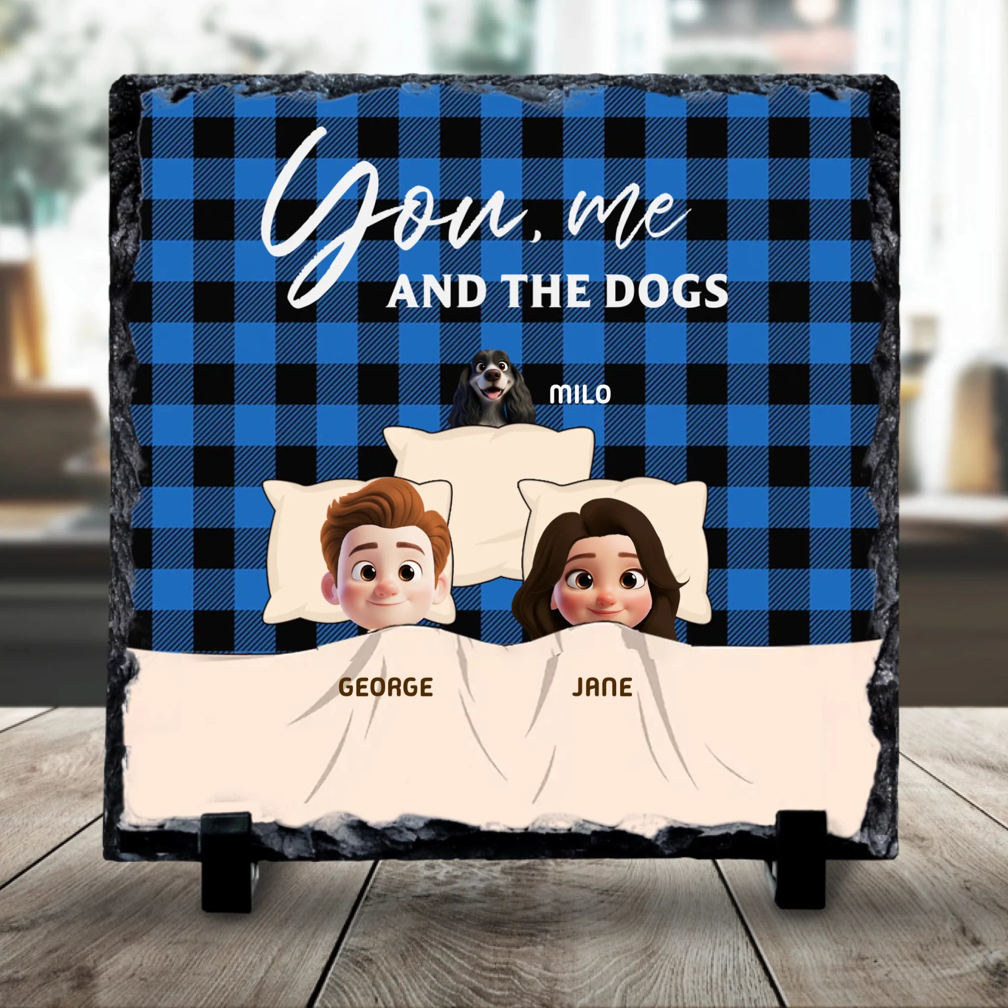 You, Me and the Dogs Personalised Slate | Custom Couple & Pets Design | Up to 4 Dogs
