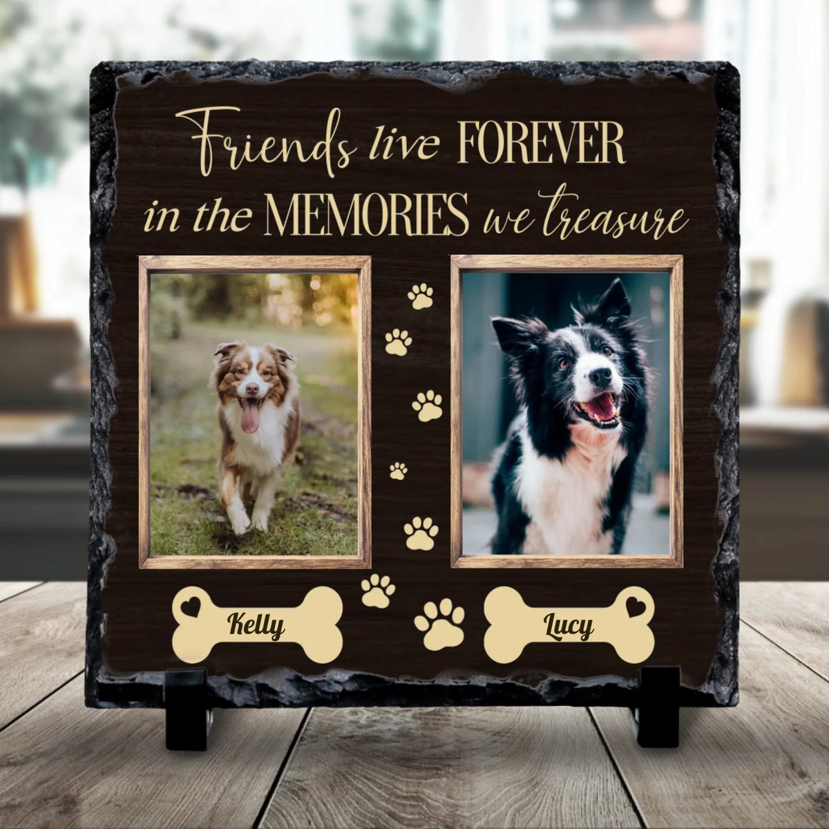 Personalised Pet Photo Slate - 2 Pets - Friends Live Forever