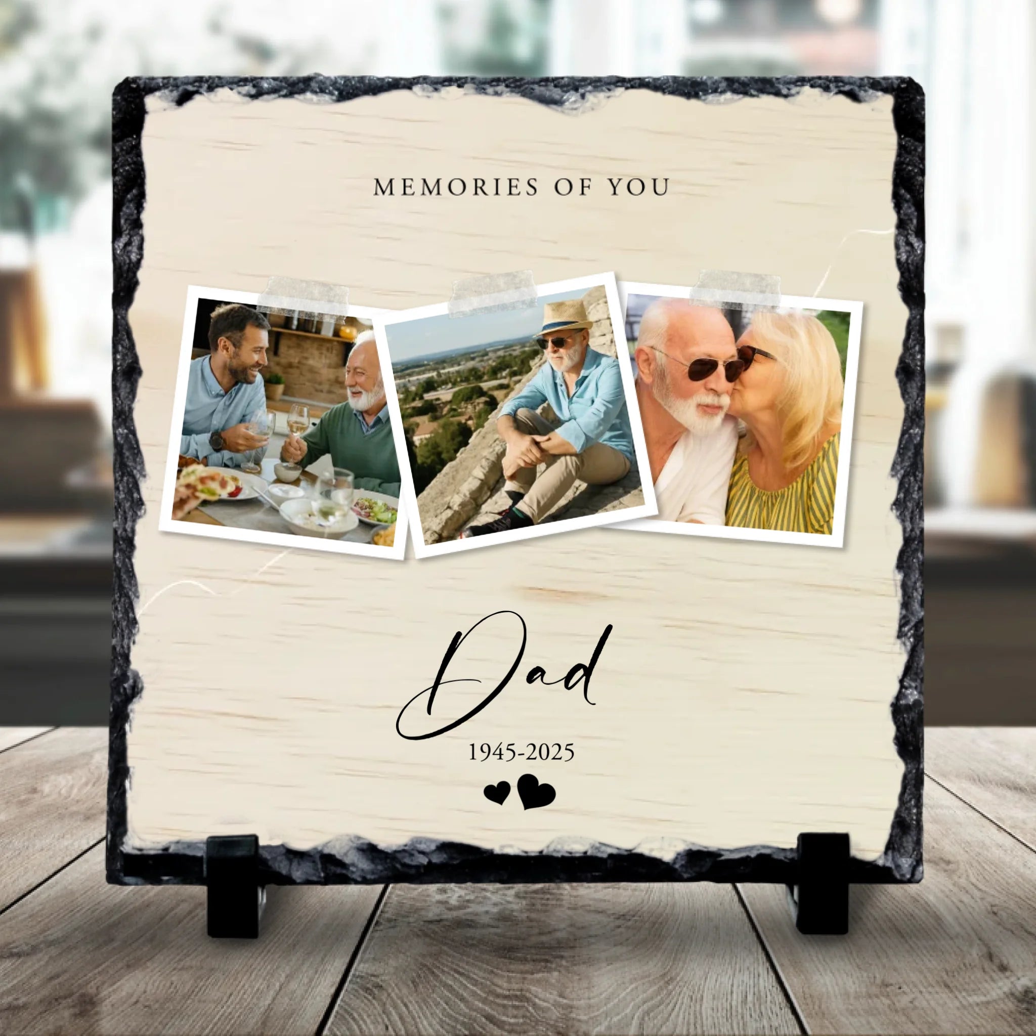 Custom Personalised Memorial Photo Slate Plaque  - Memories Of You
