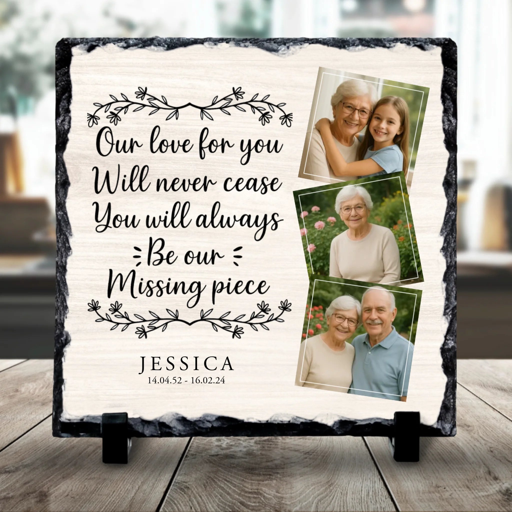 Custom Personalised Memorial Photo Slate Plaque  - Our Love For You