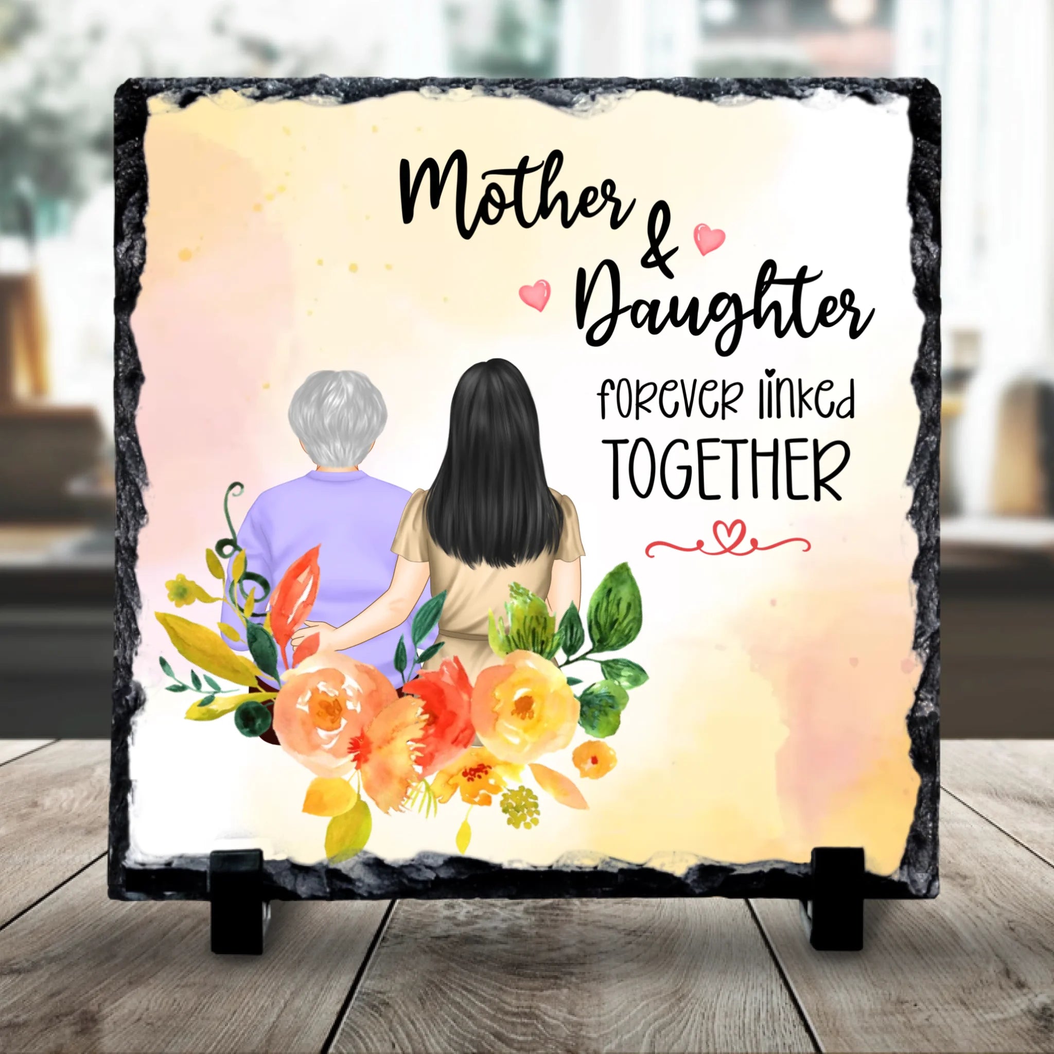 Custom Mother & Daughter Photo Slate - Personalised Gift for Mum