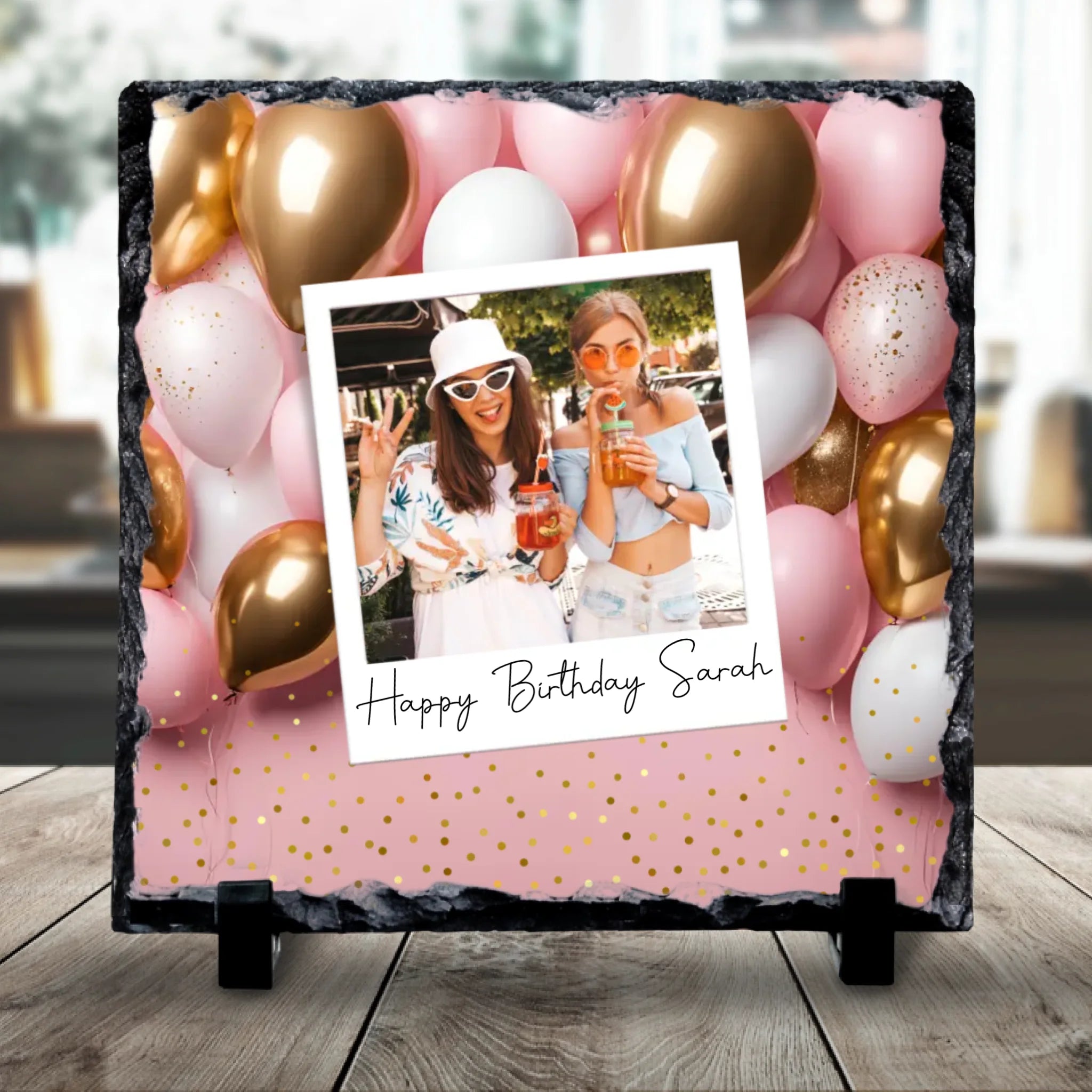 Custom Personalised Photo Slate - Retro-Inspired Frame Design with Custom Text