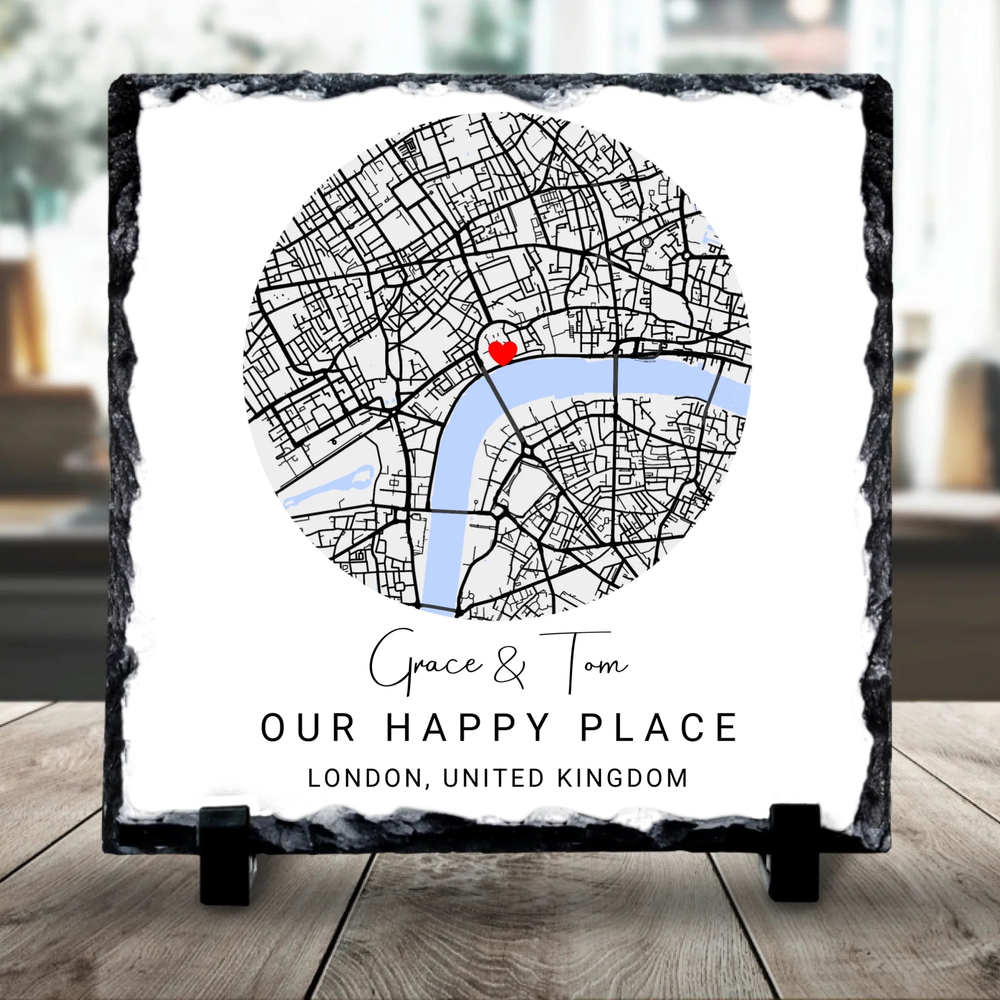 Custom Personalised Couples Circle Map Slate - Custom Locations & Special Moments
