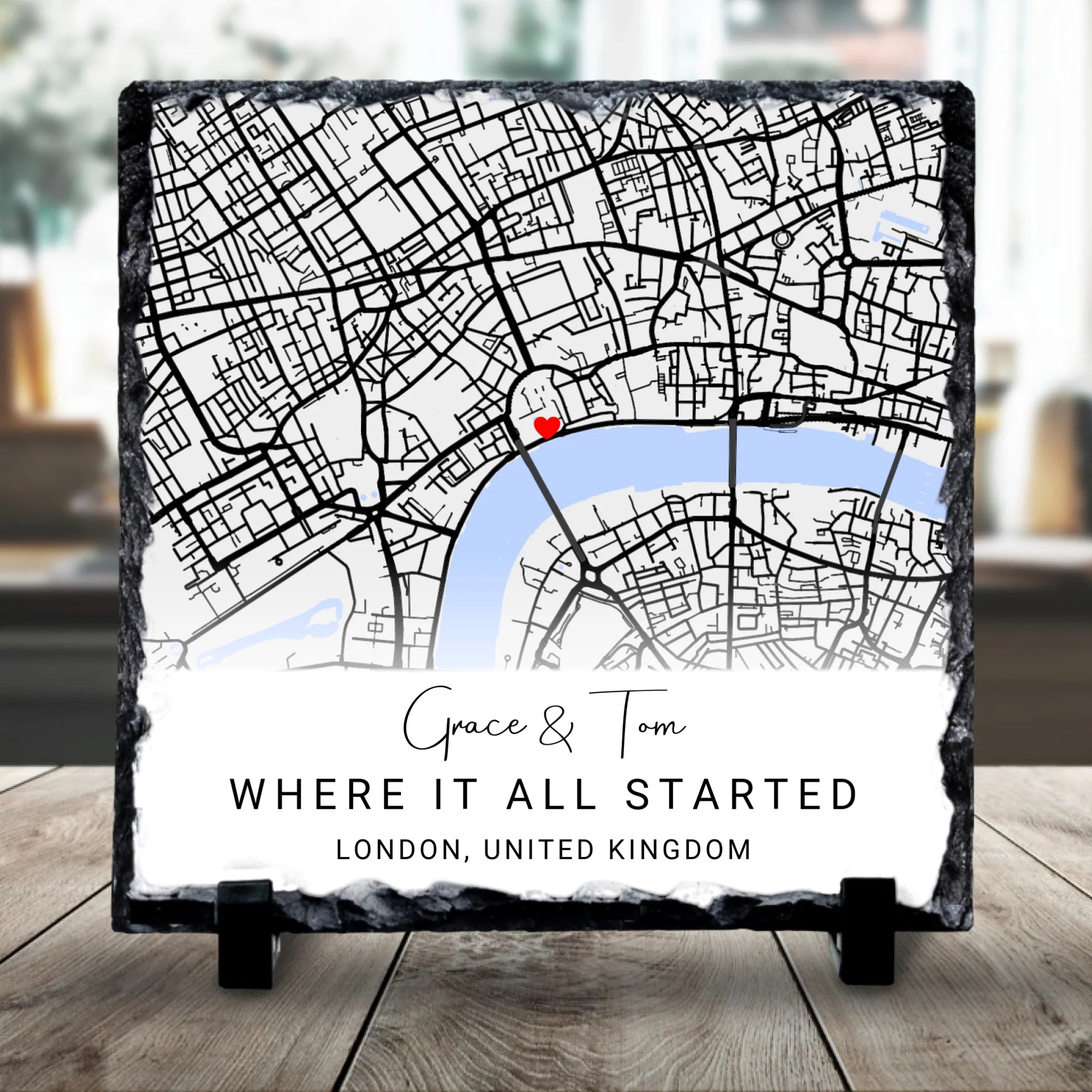 Custom Personalised Couples Map Slate - Custom Locations & Special Moments