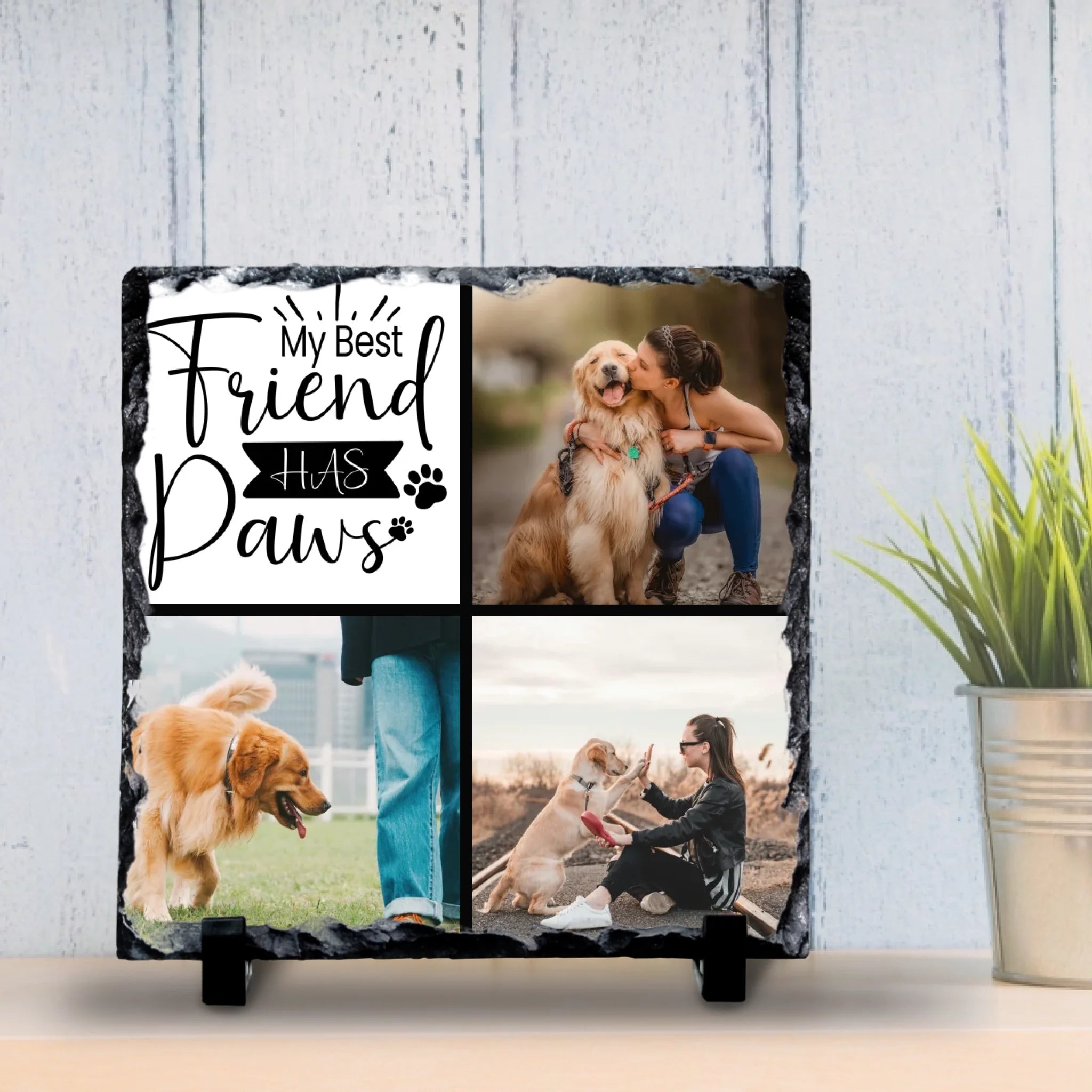 Custom Personalised Pet Photo Slate - "My Best Friend Has Paws"