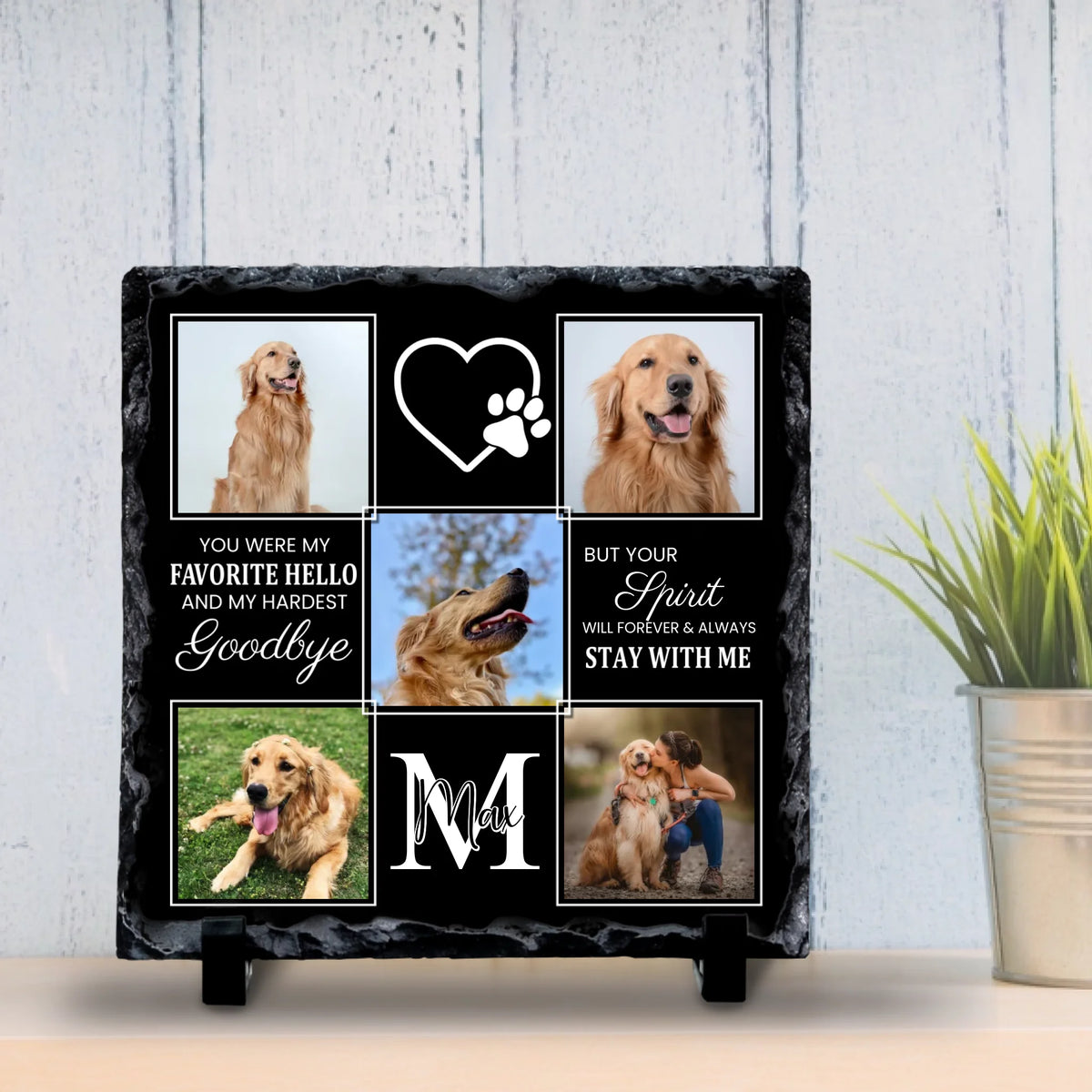 Personalised Pet Photo Collage Photo Slate - You Were My Favourite Hello - 5 Photos