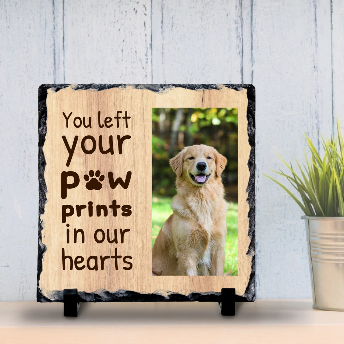 Custom Personalised Pet Memorial Photo Slate - "Paw Prints"