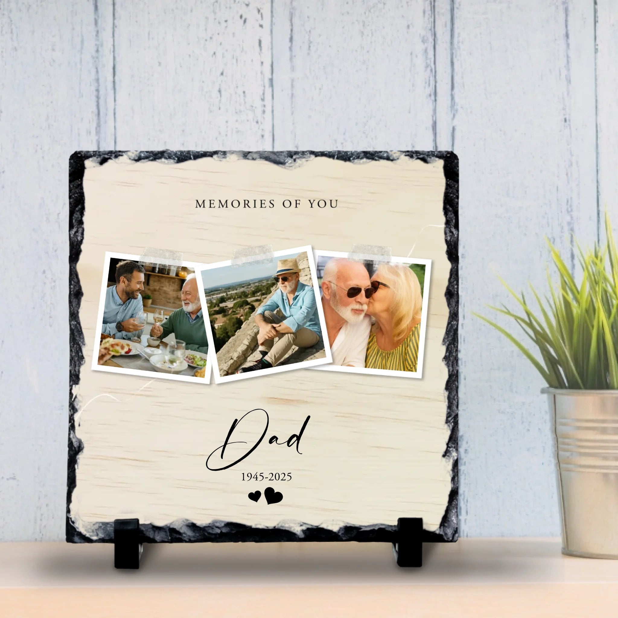 Custom Personalised Memorial Photo Slate Plaque  - Memories Of You