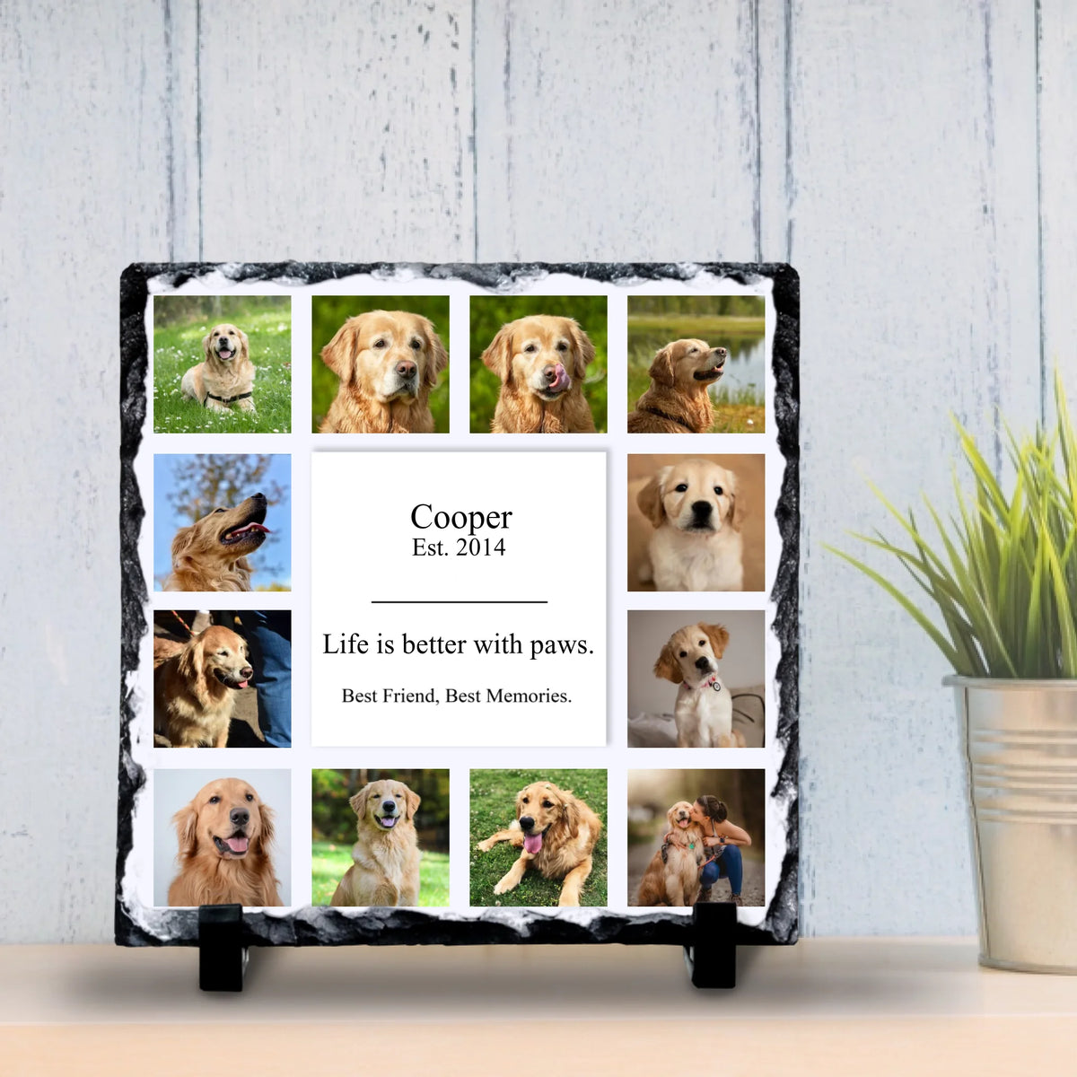 Custom Personalised Photo Slate - 12 Photos - "Life is Better With Paws"