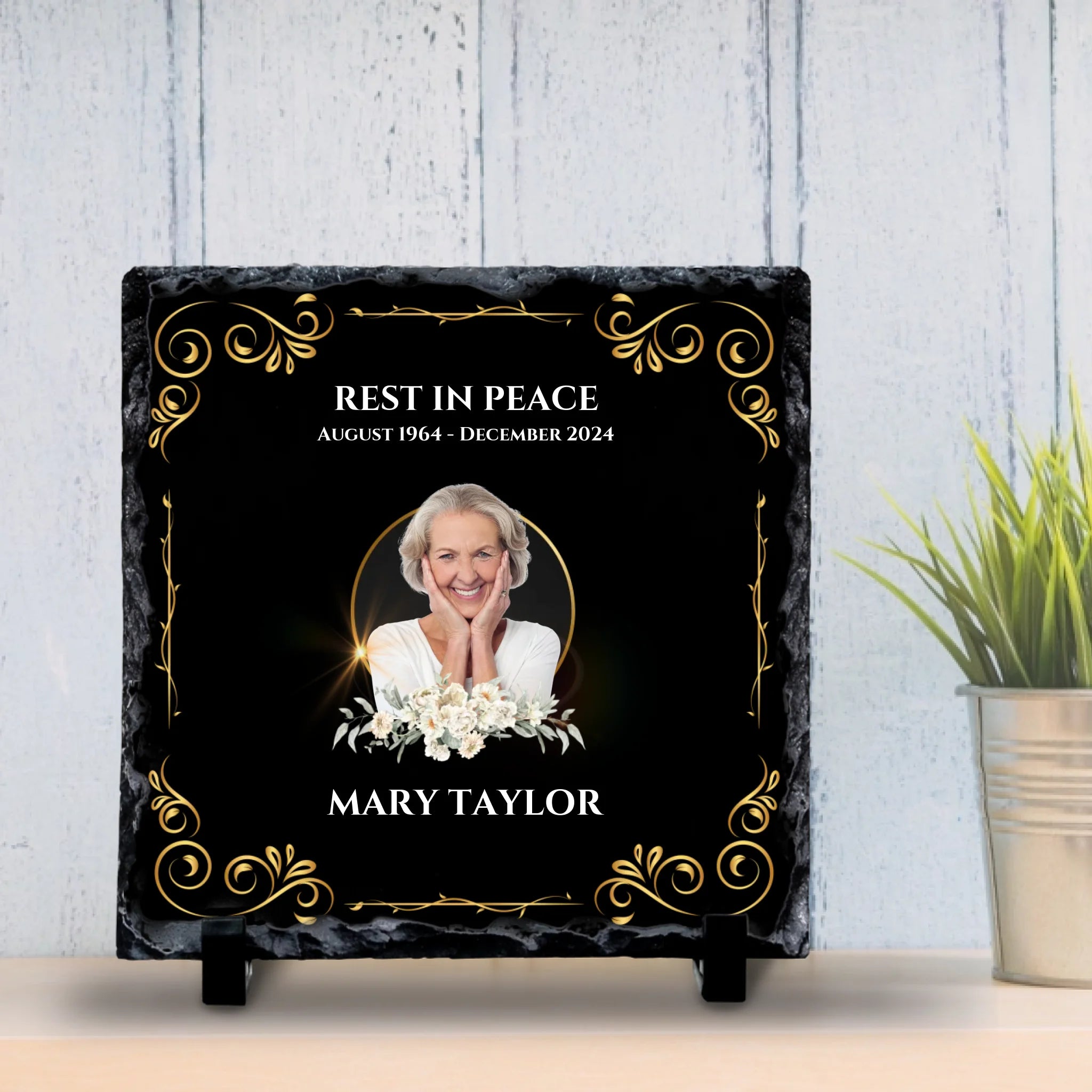Custom Personalised Memorial Photo Slate Plaque - A Perfect Reminder