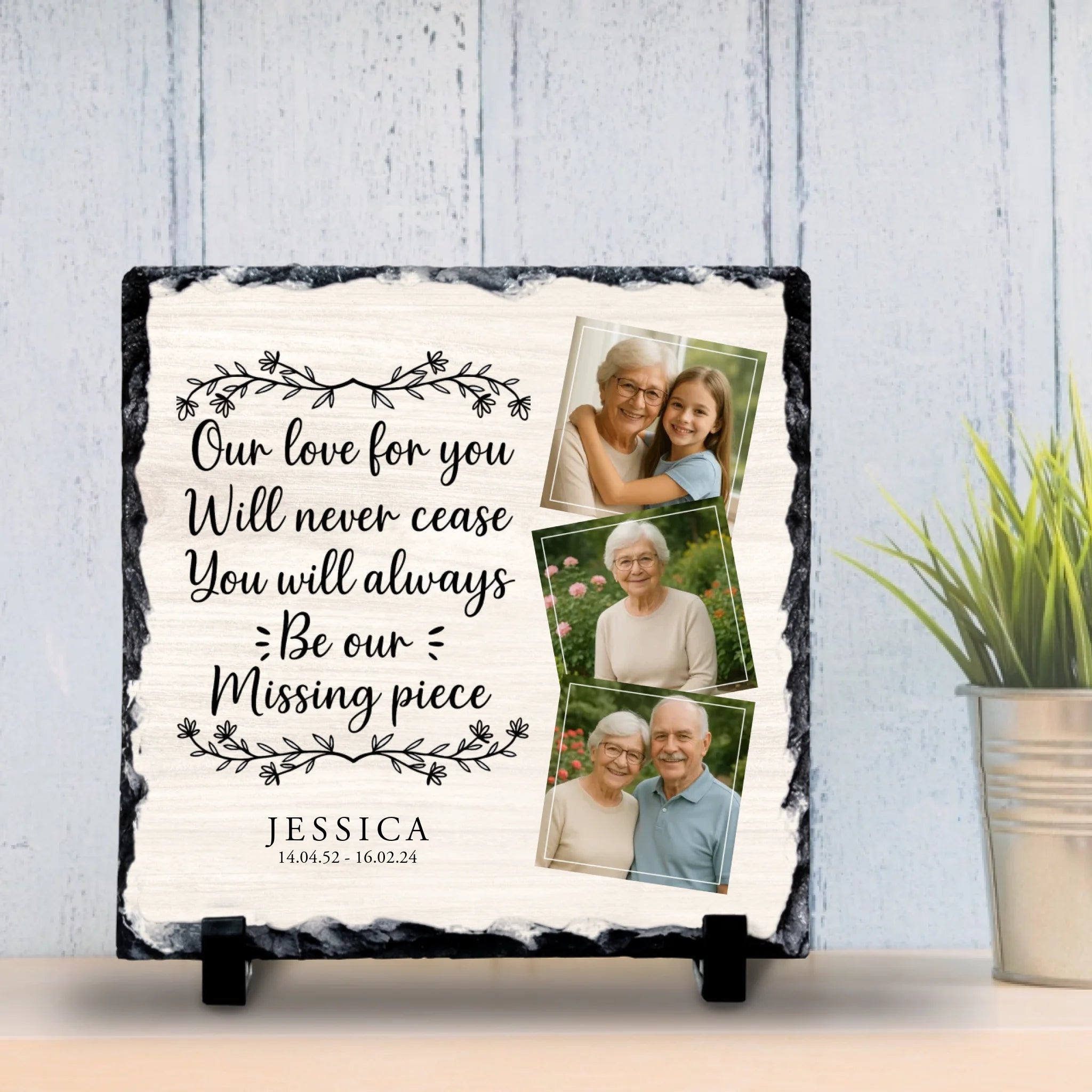 Custom Personalised Memorial Photo Slate Plaque  - Our Love For You