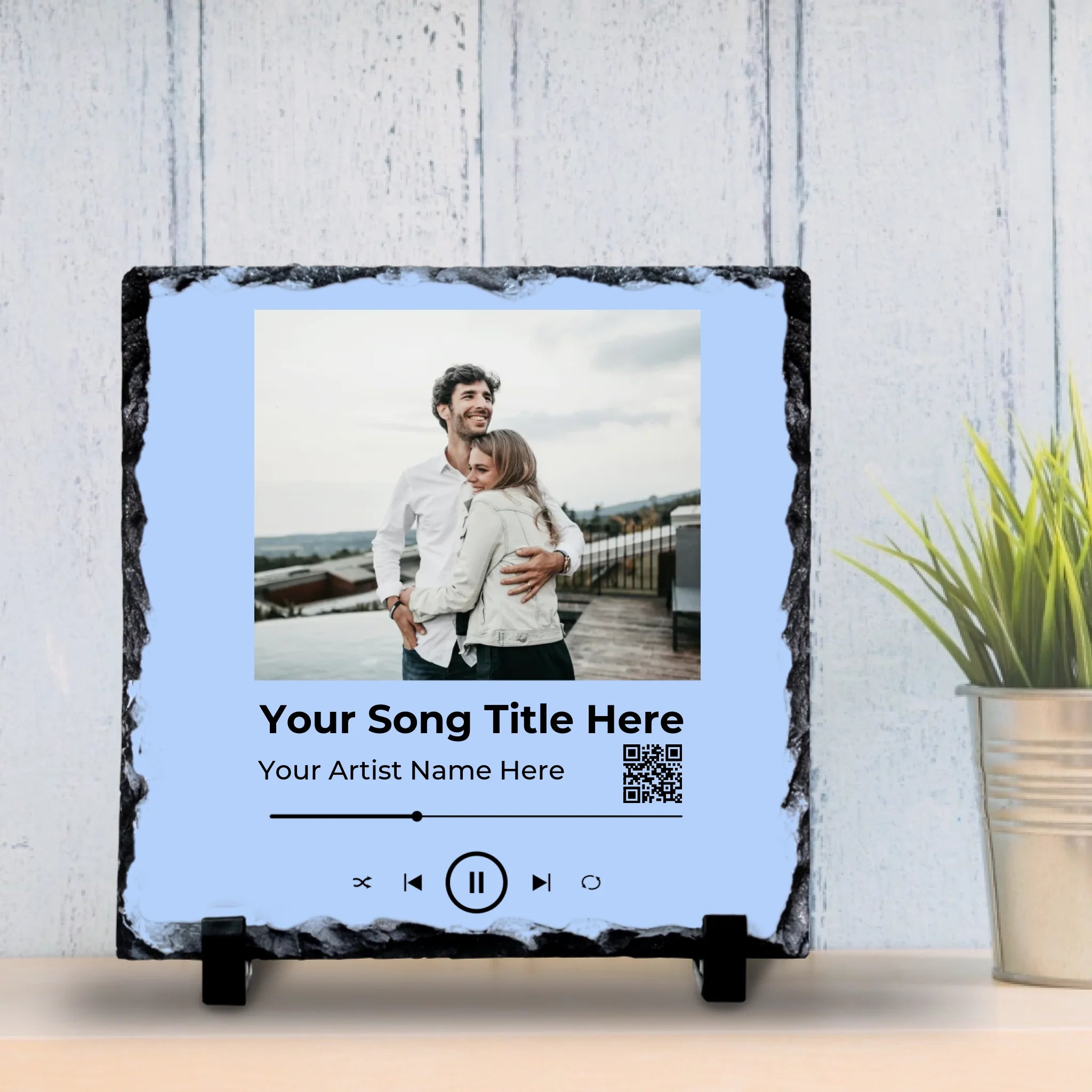 Custom Song Plaque Photo Slate – Personalised with QR Code