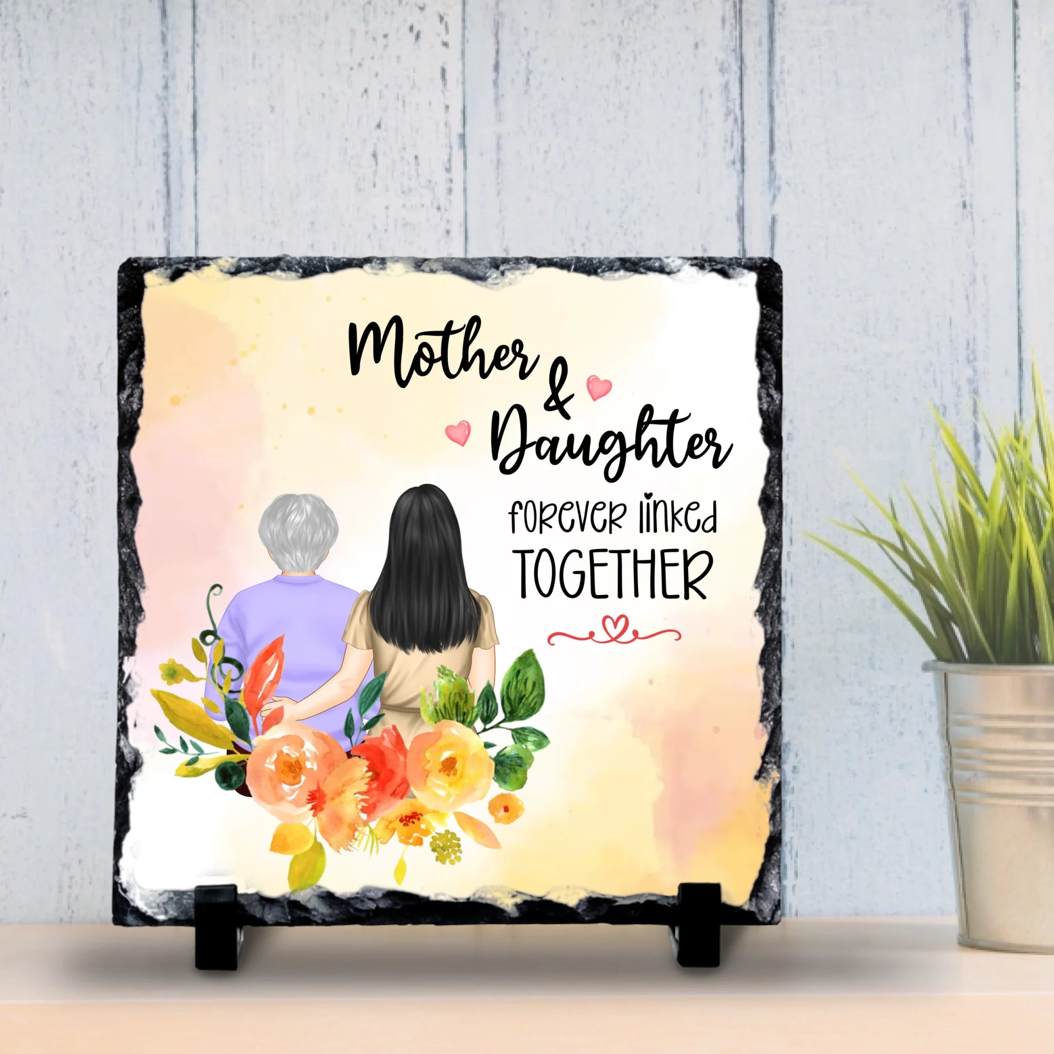 Custom Mother & Daughter Photo Slate - Personalised Gift for Mum