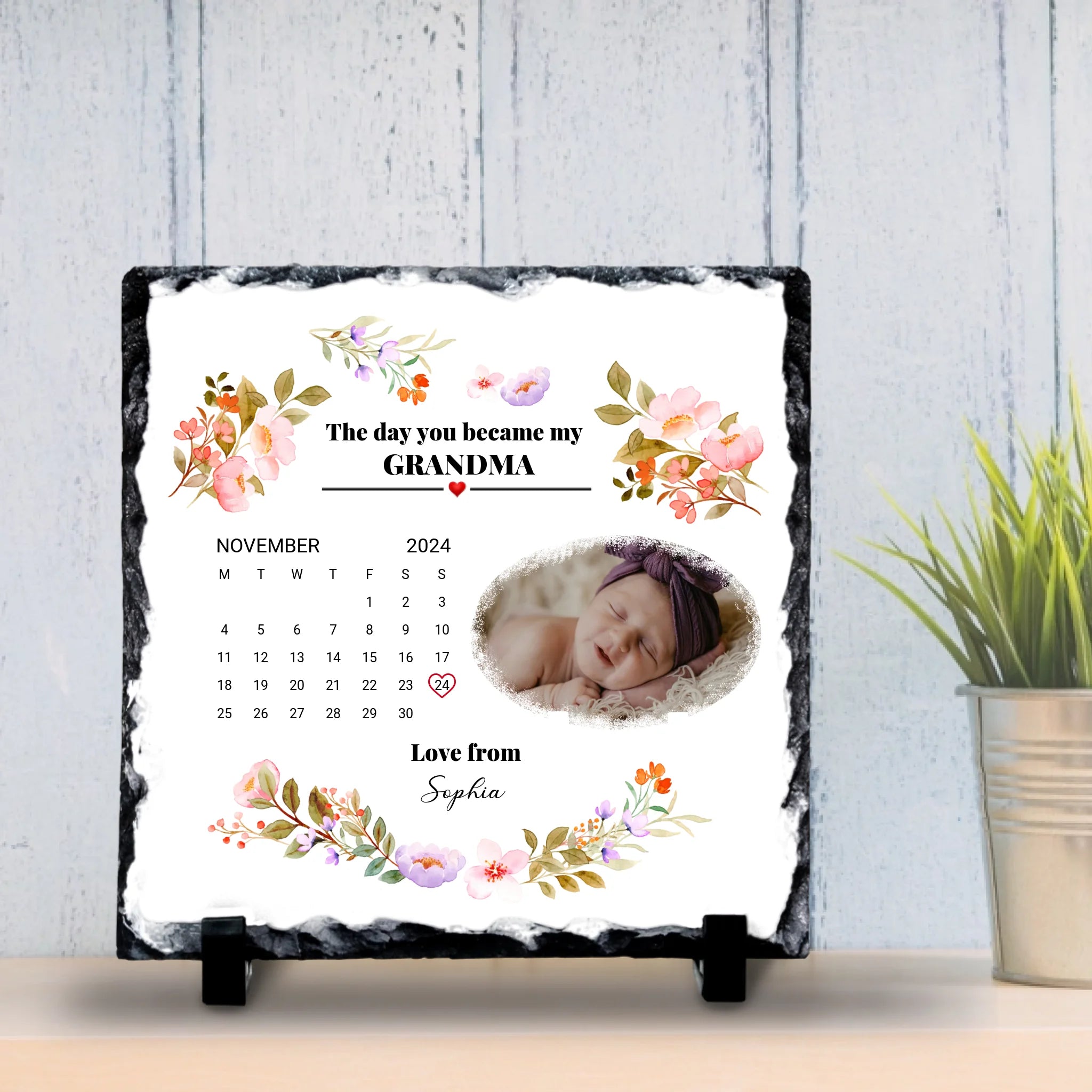 Custom ‘Day You Became My’ Slate – Photo & Date Keepsake