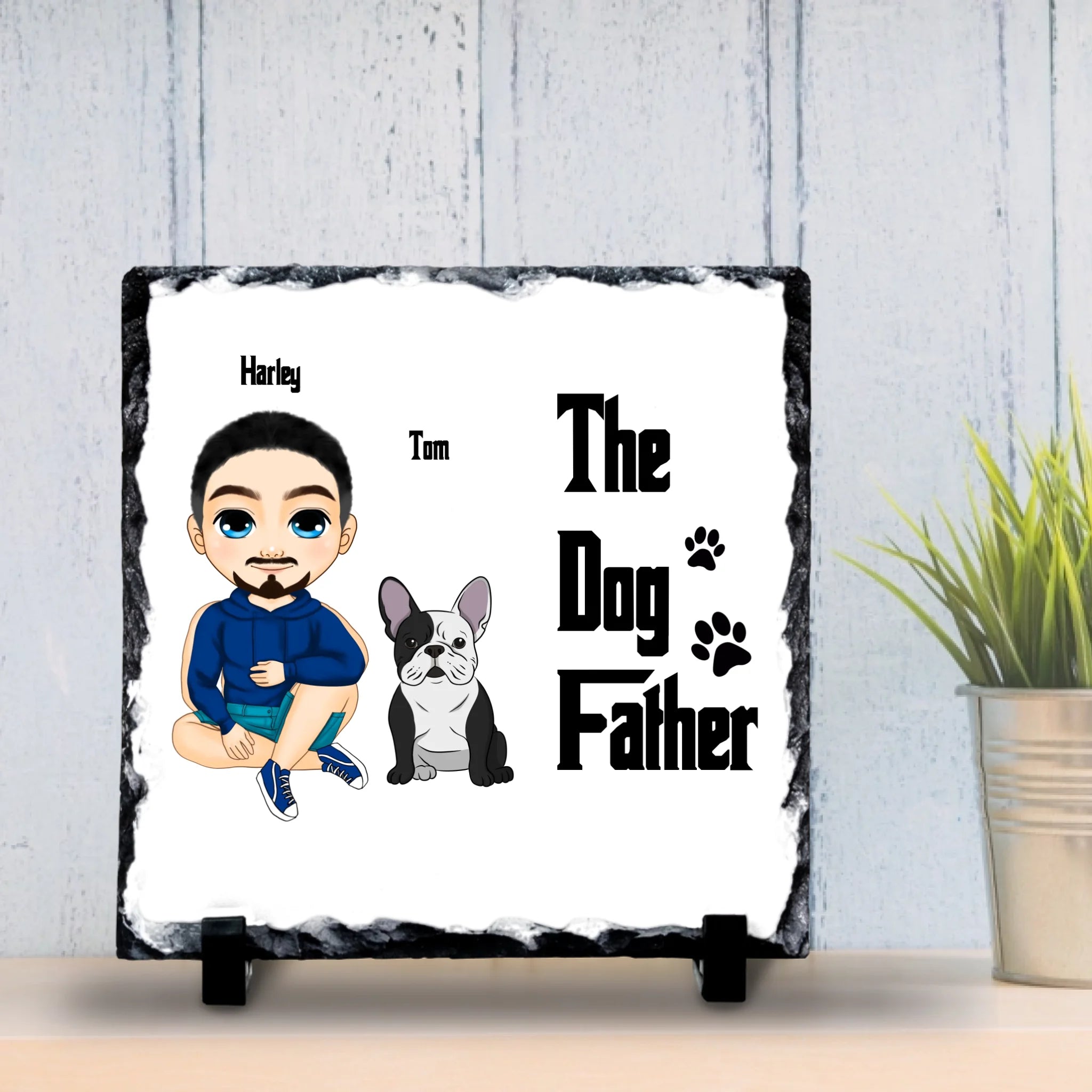Custom ‘The Dog Father’ Slate – Custom Chubi Man & Dog Characters