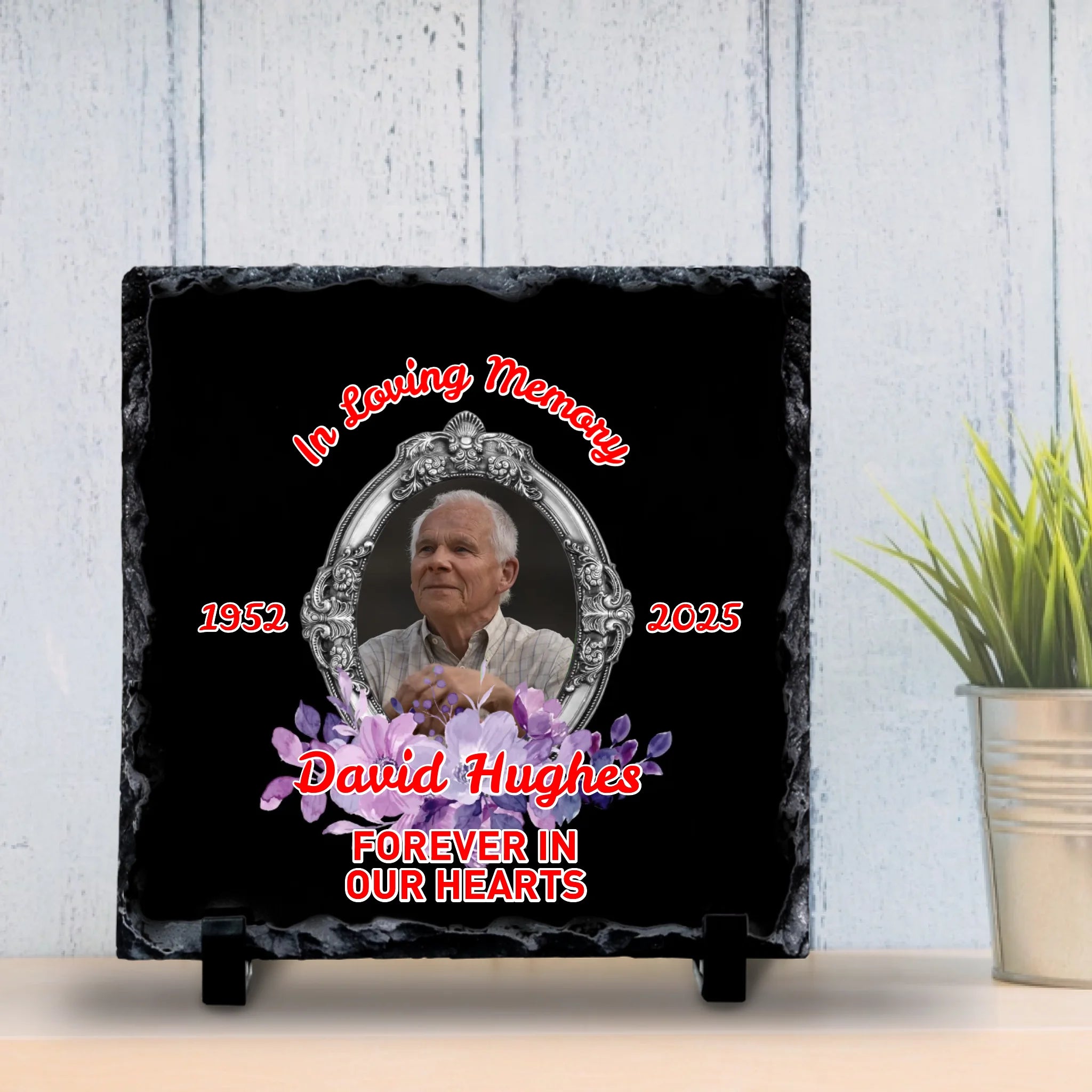 Custom Personalised Memorial Photo Slate Plaque