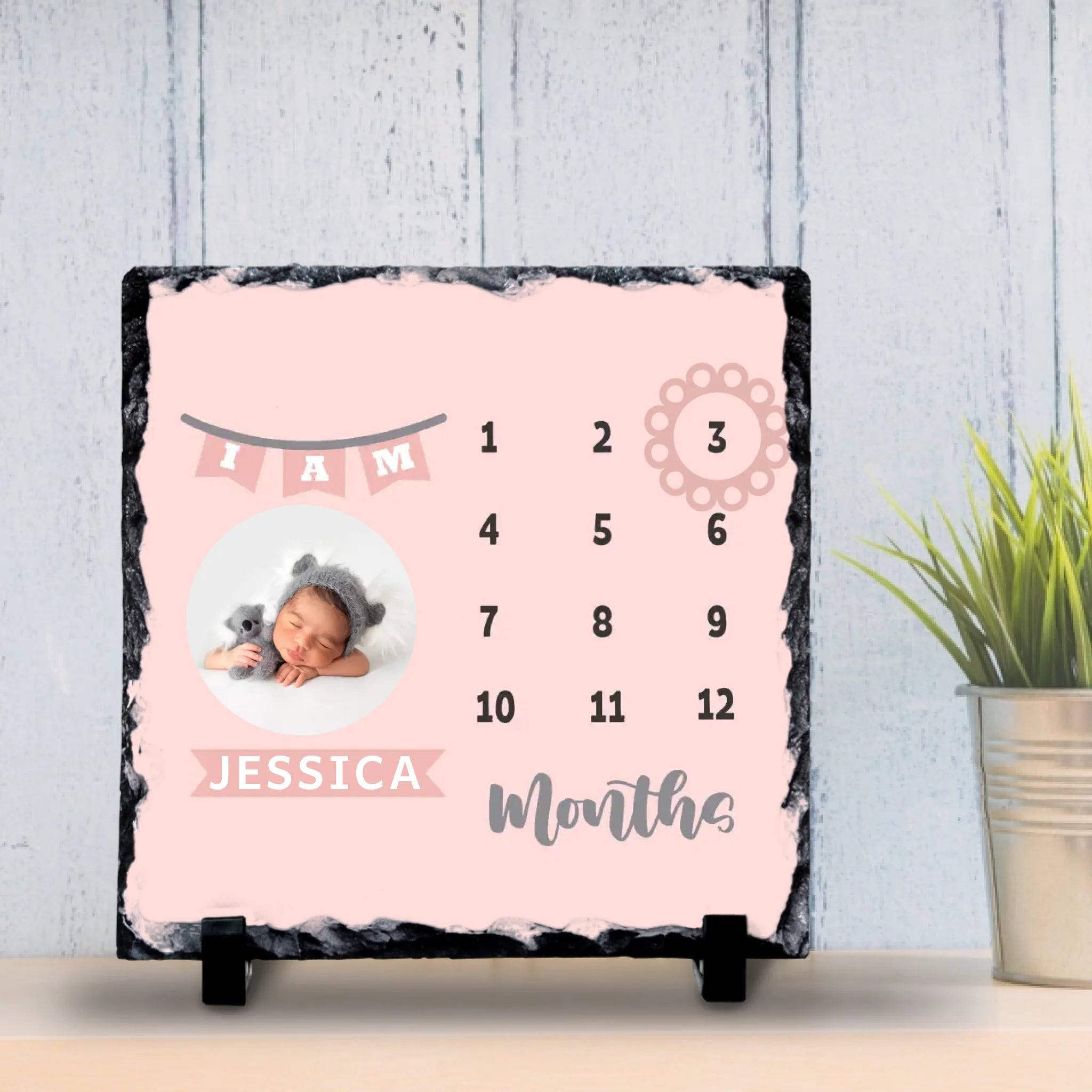 Custom Personalised Baby Girl Milestone Photo Slate