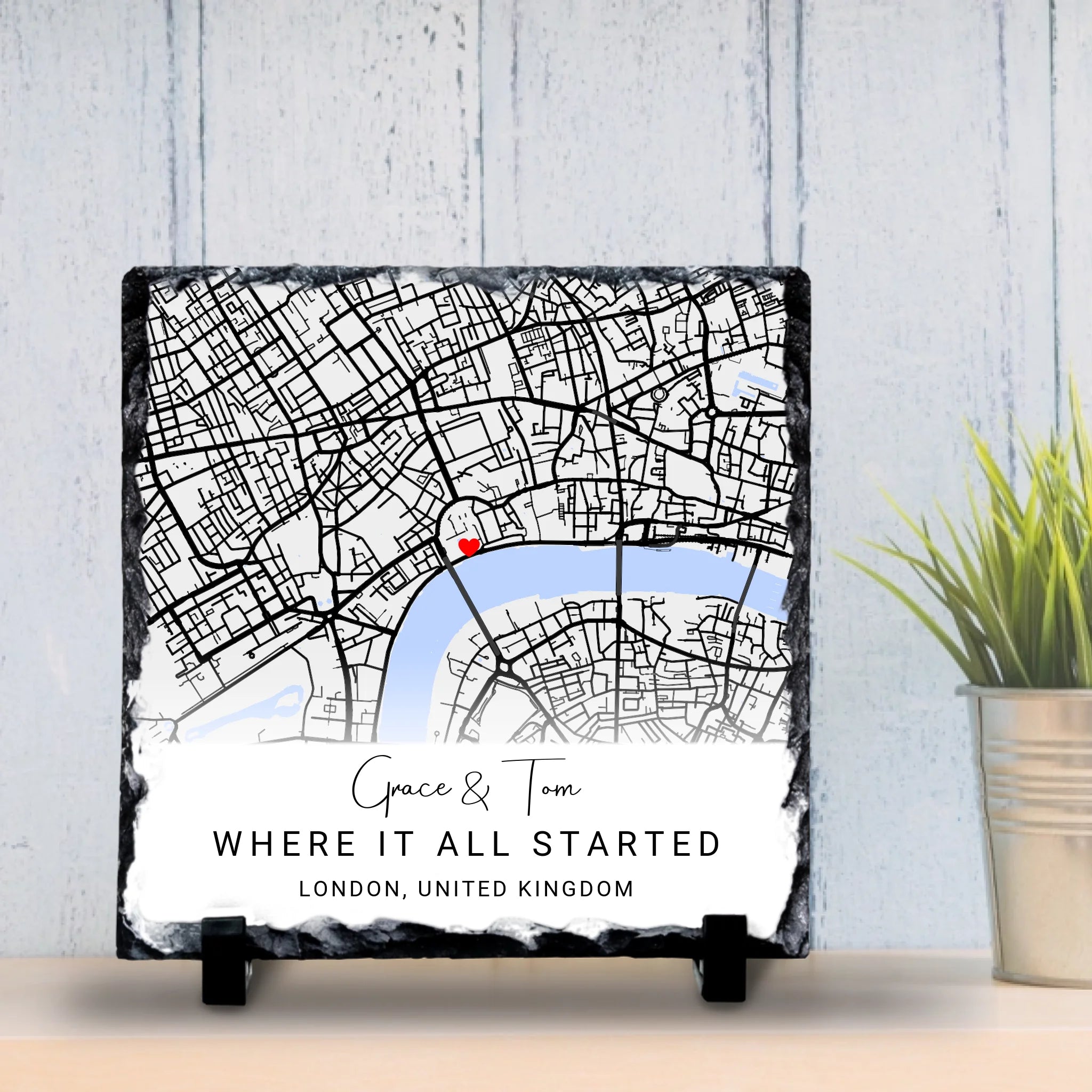 Custom Personalised Couples Map Slate - Custom Locations & Special Moments